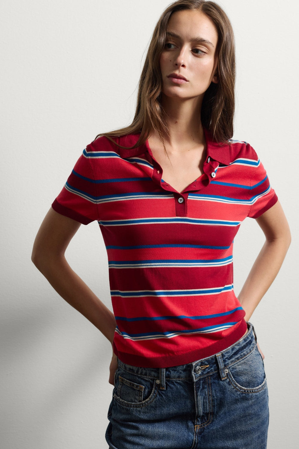 Tricou Guler STEFANEL de Dama IMBRACAMINTE STEFANEL Rosu XS 805314567150