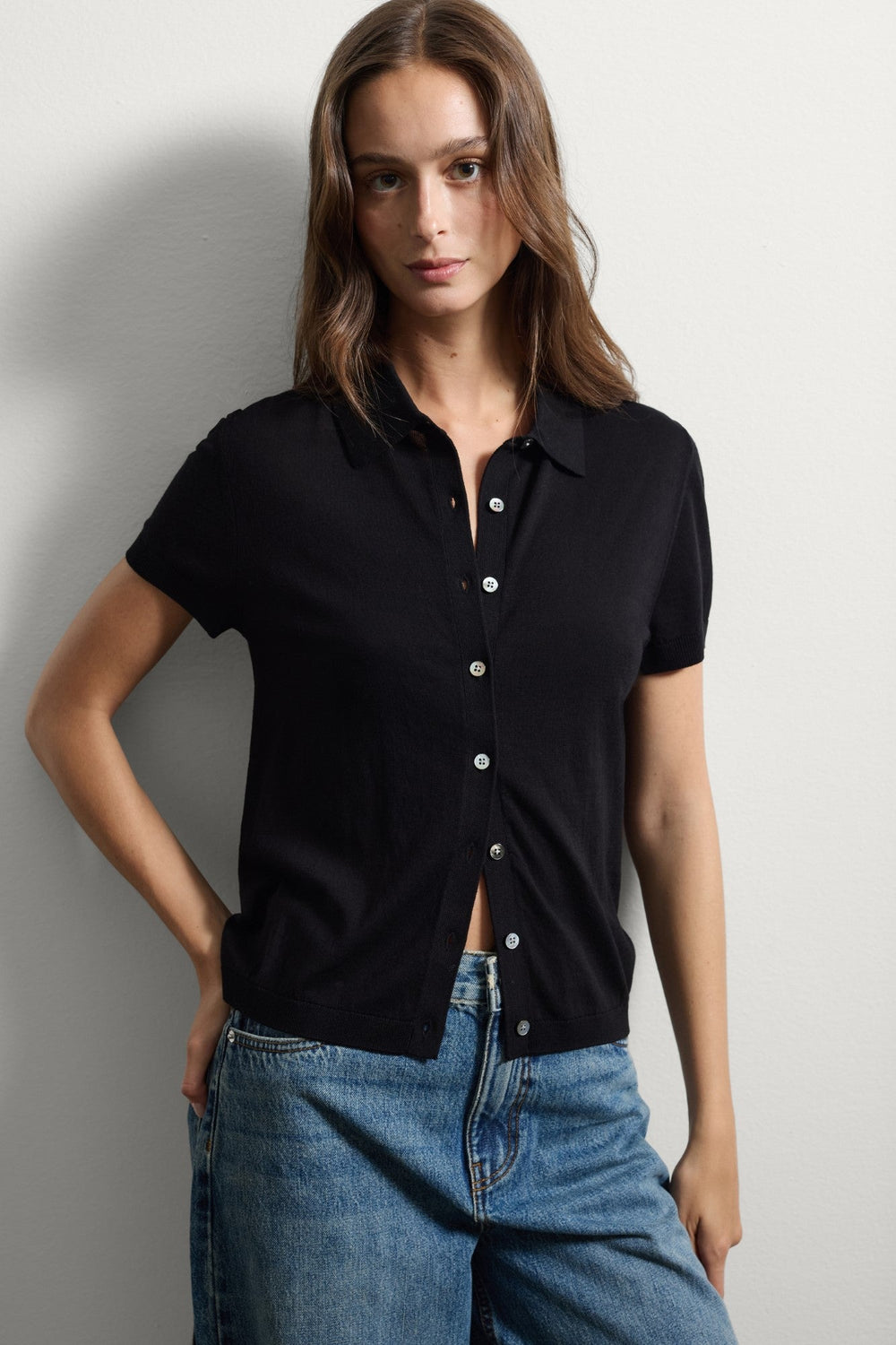 Cardigan cu maneca scurta STEFANEL de Dama IMBRACAMINTE STEFANEL Negru XS 805791450308