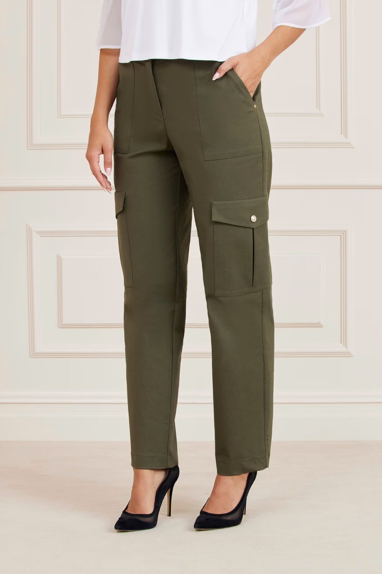 Pantaloni cargo dama MARCIANO by GUESS cu talie medie IMBRACAMINTE MARCIANO Kaki 38 761839158089