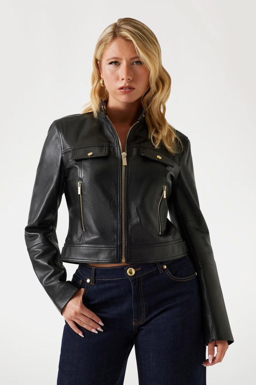 Geaca din Piele Naturala MARCIANO by GUESS IMBRACAMINTE MARCIANO Negru 38 762890715057