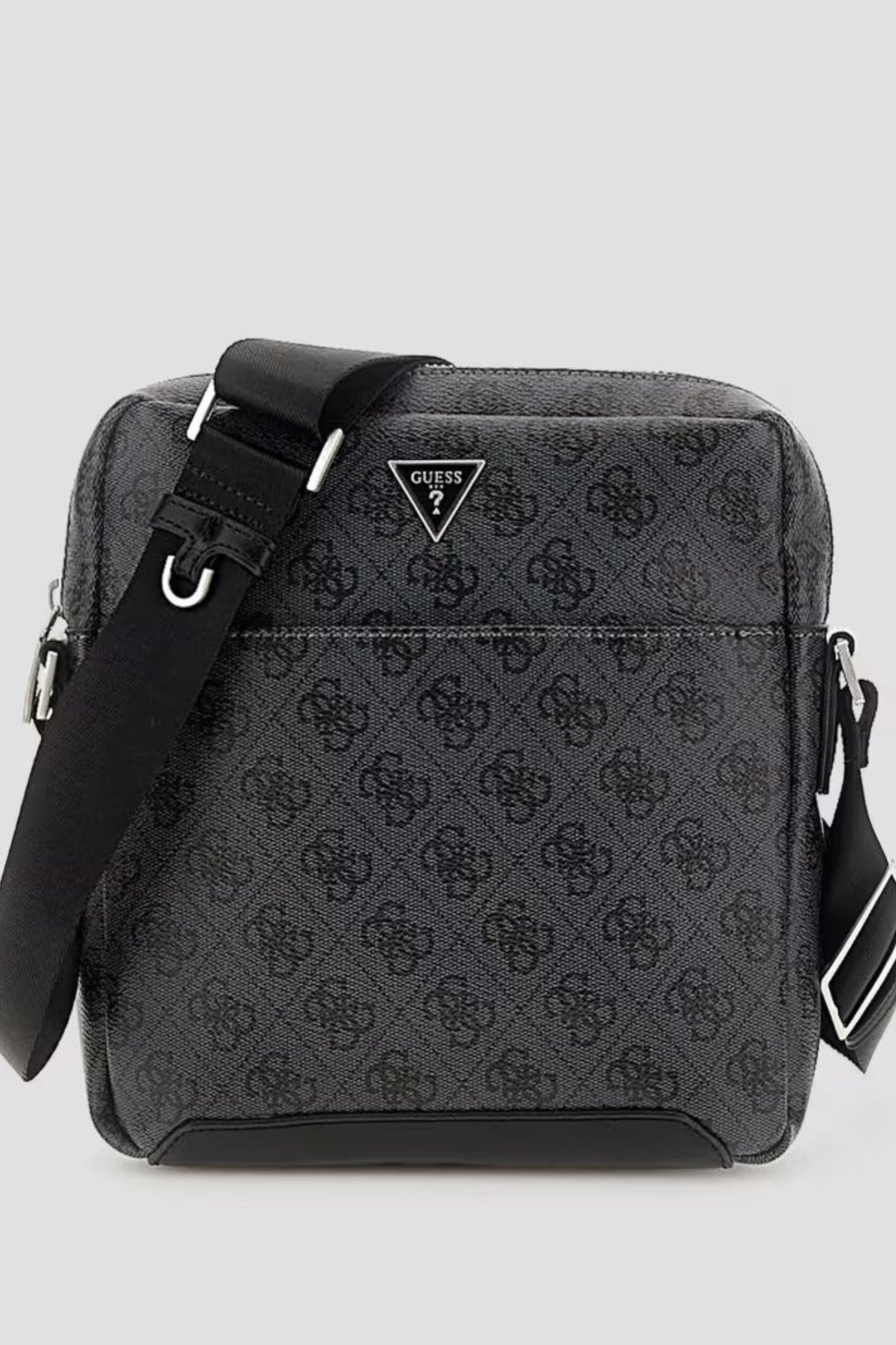 Crossbody GUESS cu imprimeu logo pe toata suprafata si logo metalic GENTI GUESS Negru One 762610154883