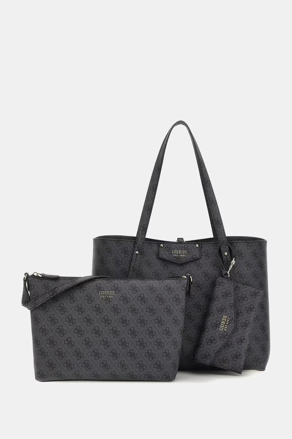 Geanta GUESS cu model repetitiv GENTI GUESS Gri ONE 190231688235