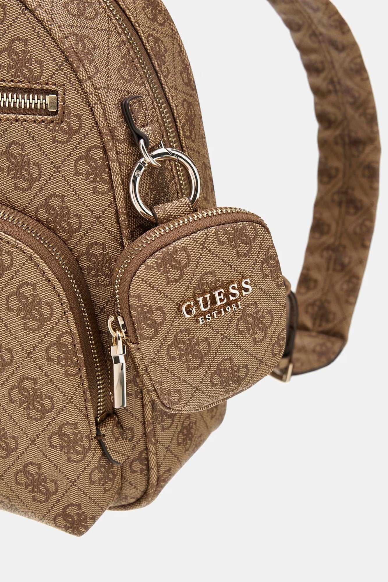 Rucsac GUESS negru cu model texturat si fermoare aurii GENTI GUESS   