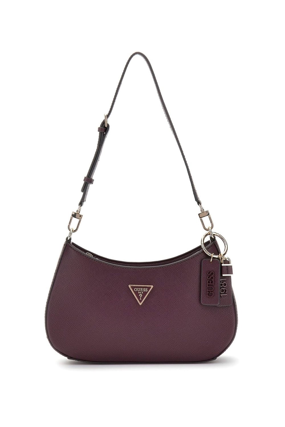 Geanta GUESS De Dama Cu Logo Aurit Si Breloc GENTI GUESS Mov ONE 190231906155