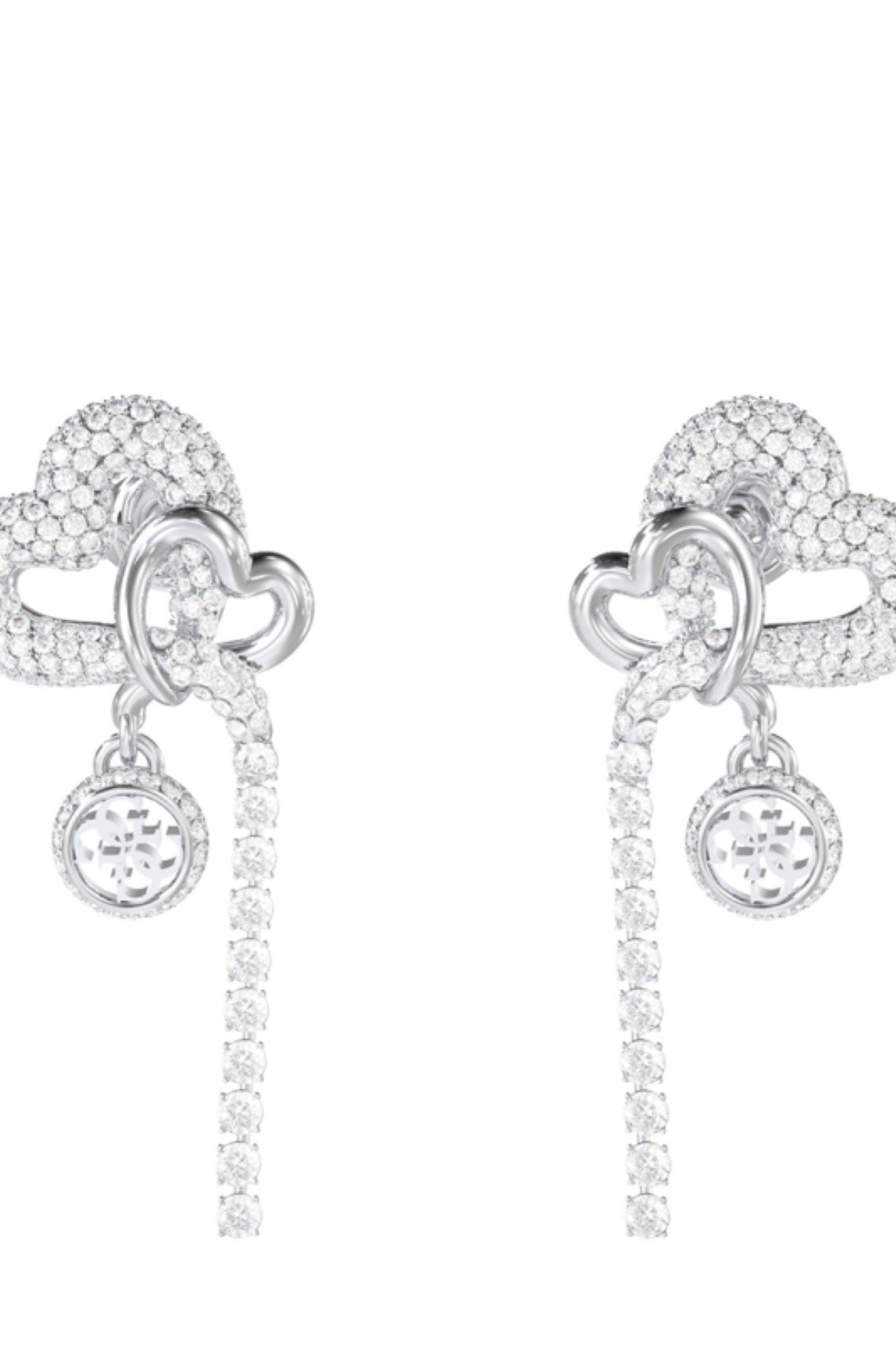 Cercei Guess Love Bites stud lung cu cristale ACCESORII GUESS ARGINTIU ONE 7625826400037