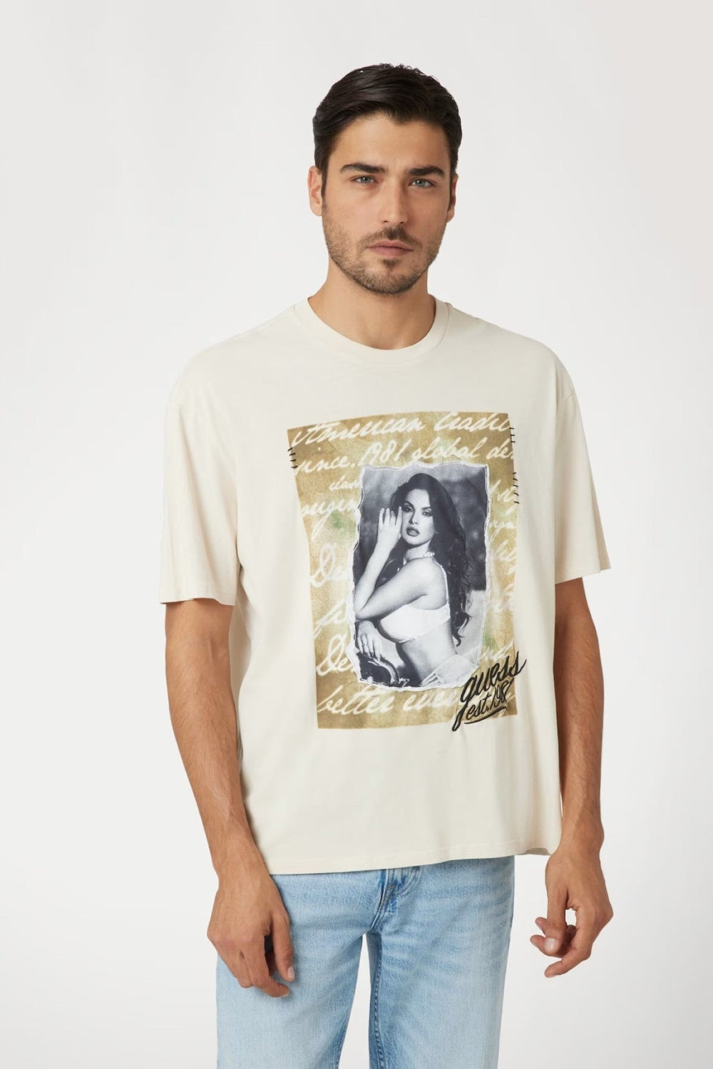 Tricou GUESS de Barbati cu Imprimeu IMBRACAMINTE GUESS Alb XS 762540844291