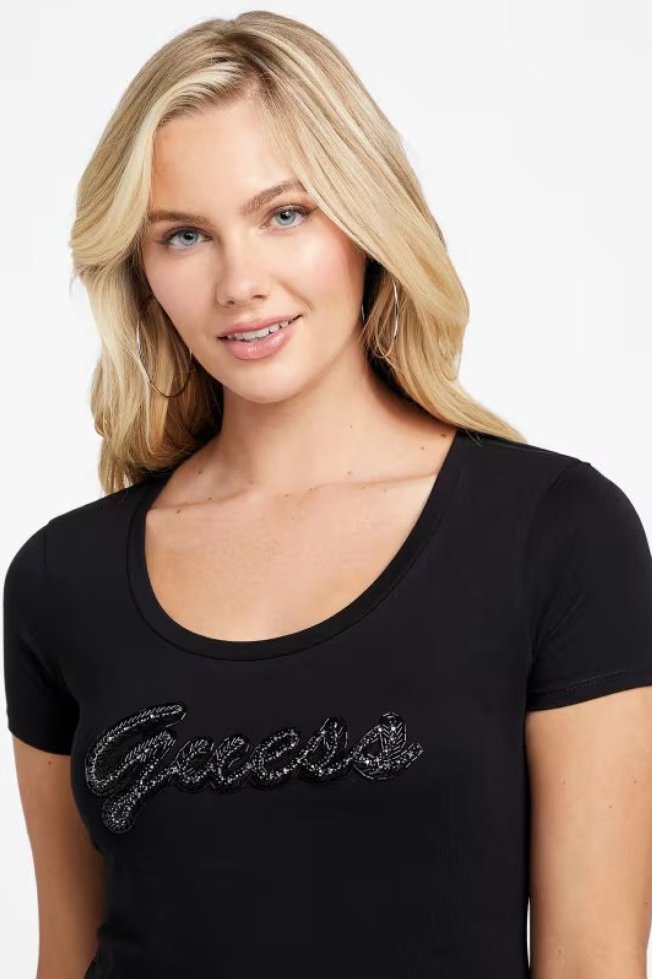 Tricou GUESS cu logo frontal IMBRACAMINTE GUESS Negru XS 762610161617