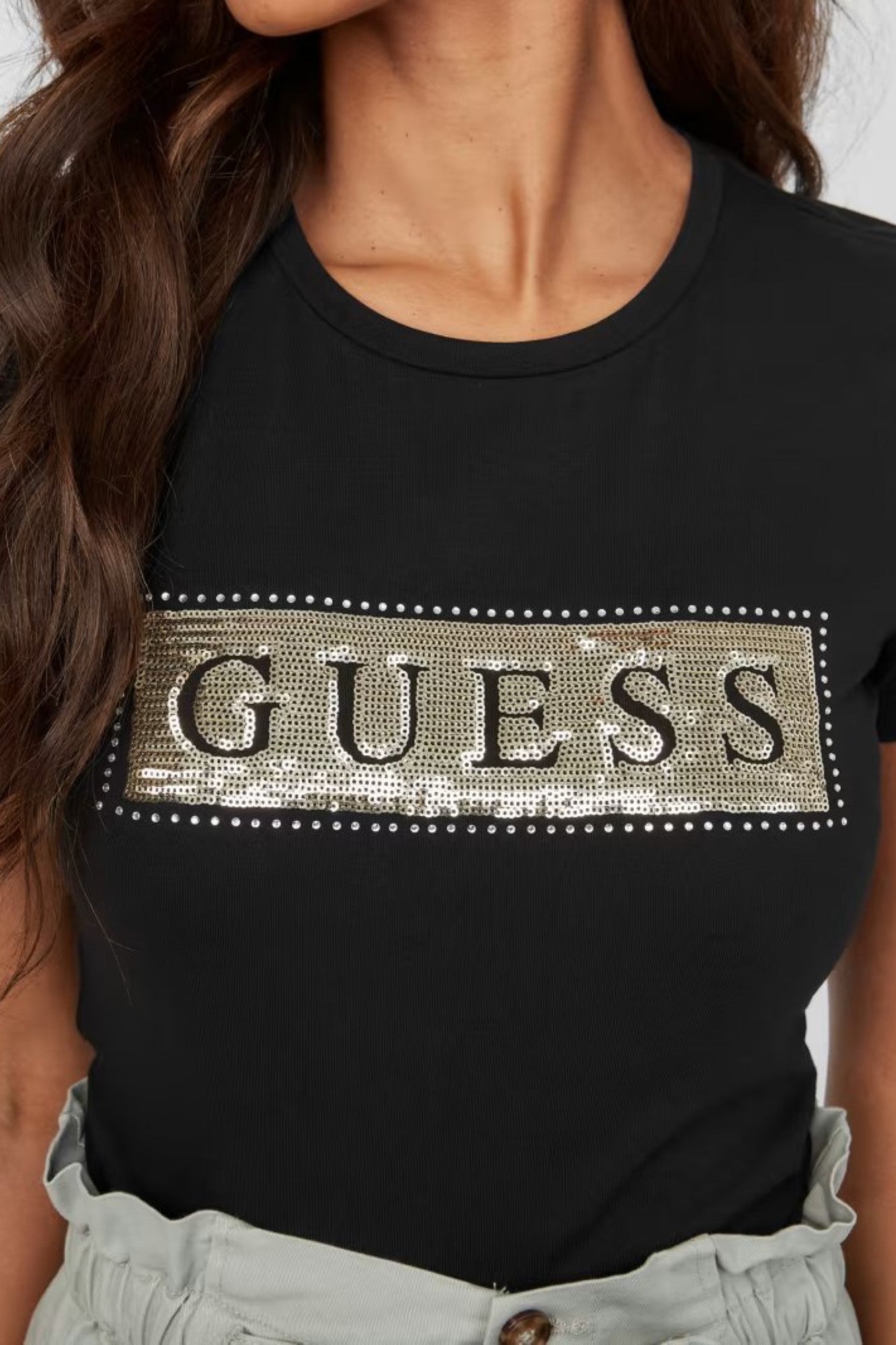 Tricou GUESS cu logo frontal IMBRACAMINTE GUESS Negru M 762170123022