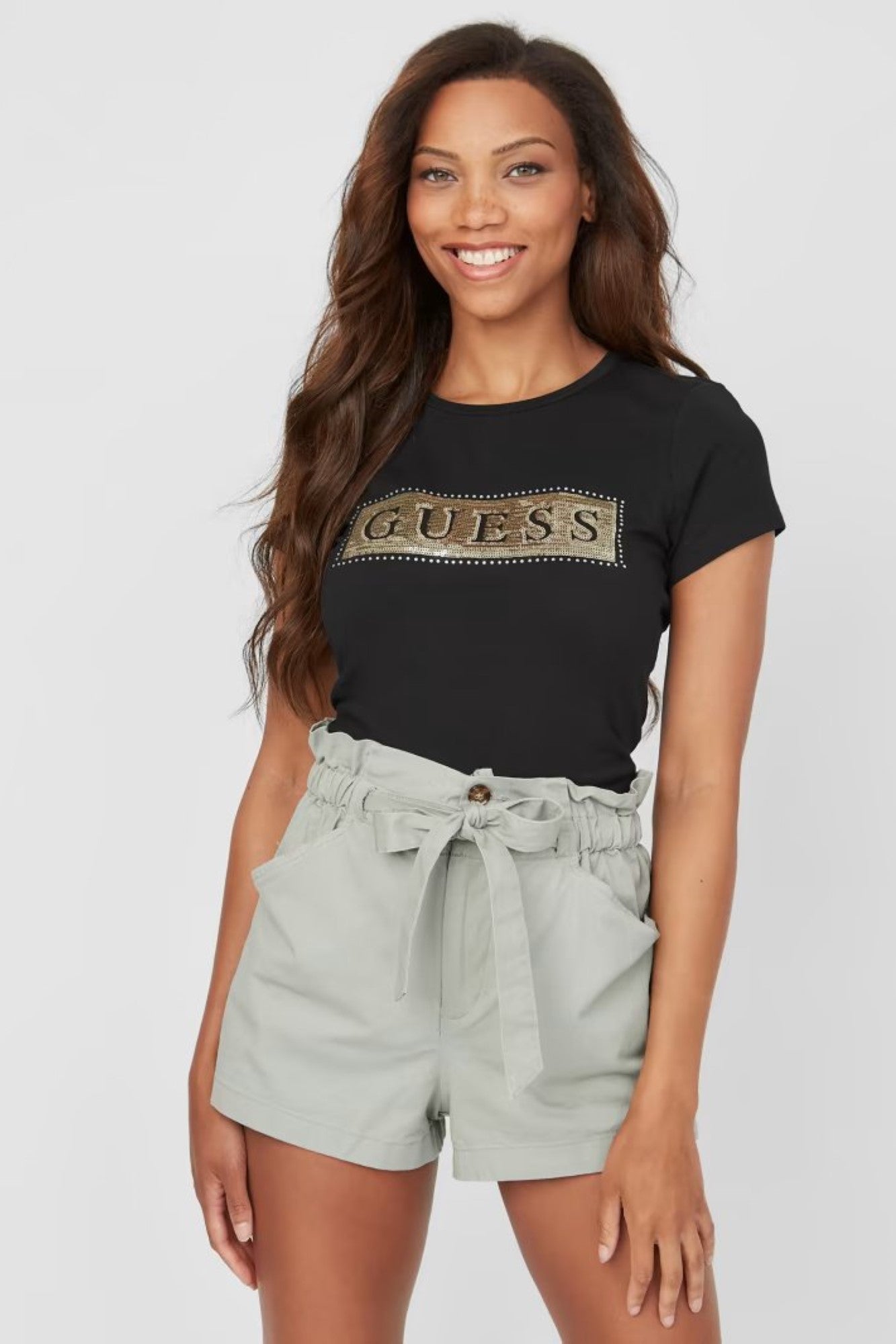 Tricou GUESS cu logo frontal IMBRACAMINTE GUESS Negru XS 762170123020