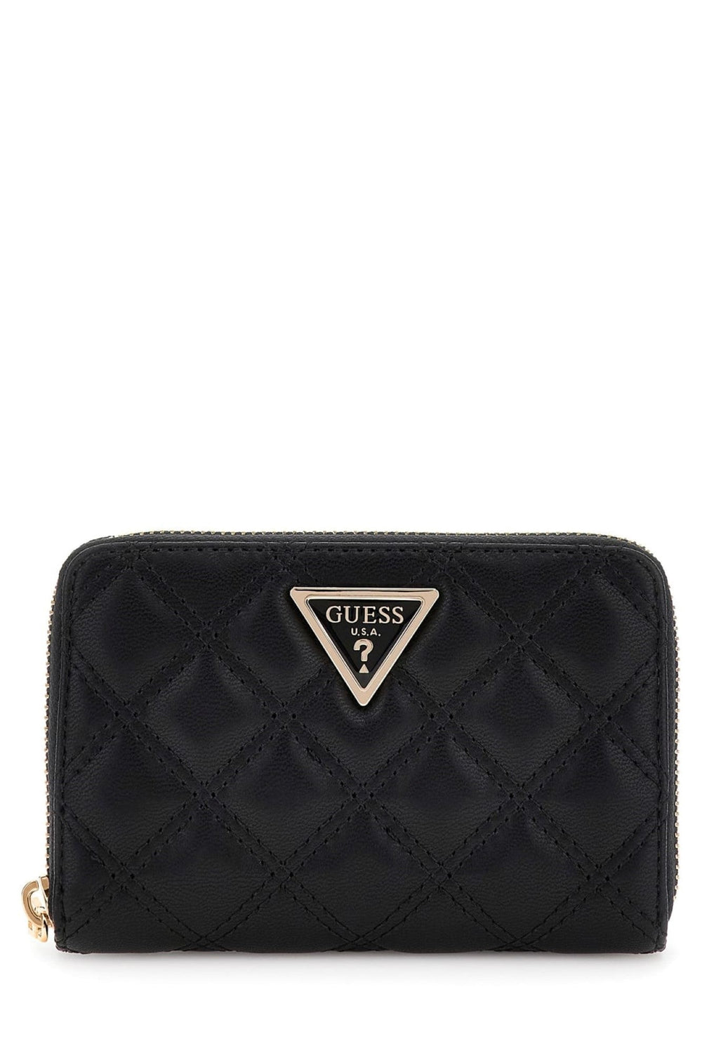 Portofel Guess Giully model compact cu aspect matlasat ACCESORII GUESS Negru ONE 190231960065