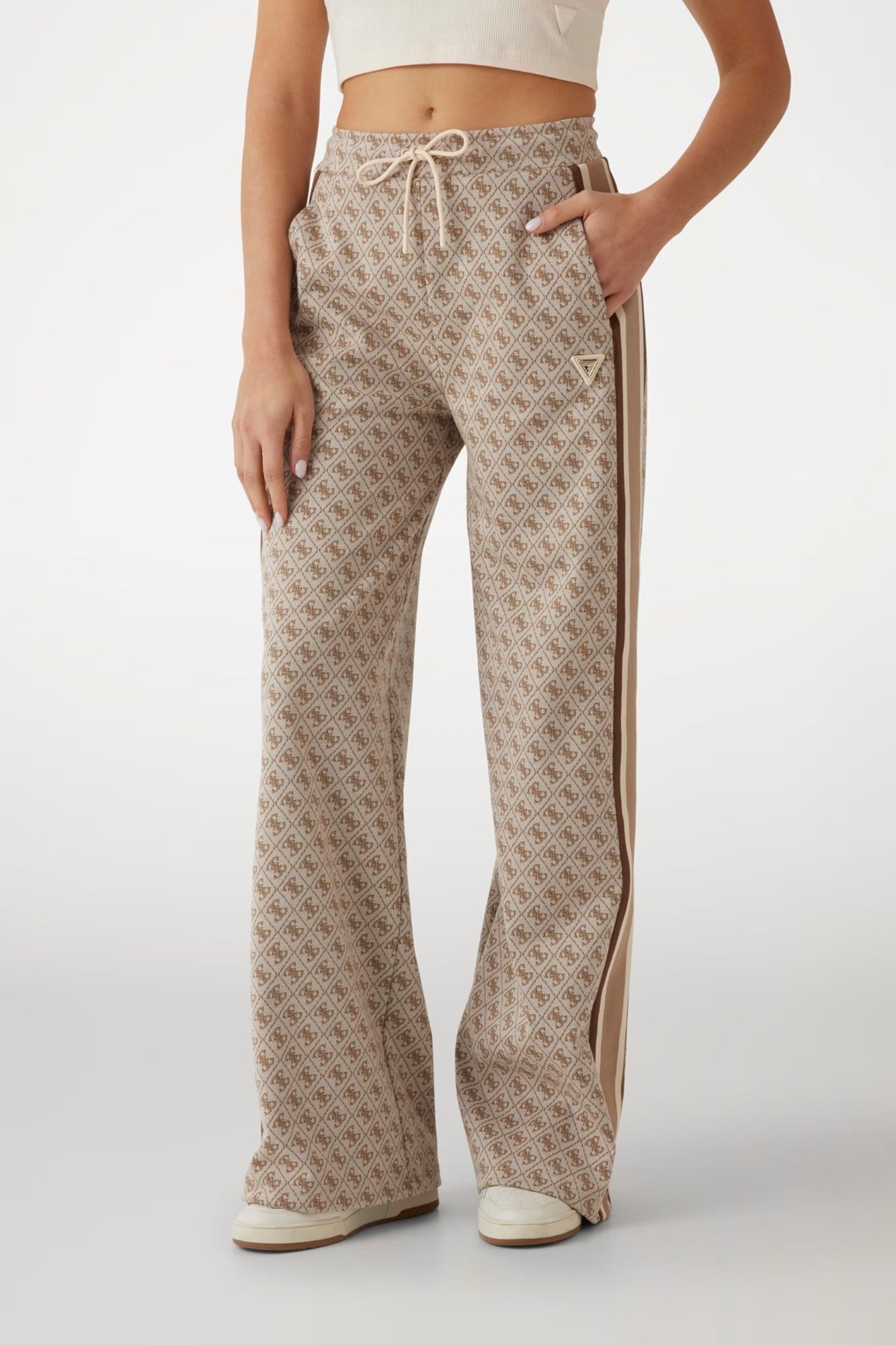 Pantaloni Logo GUESS de Dama IMBRACAMINTE GUESS Bej XS 762674105531