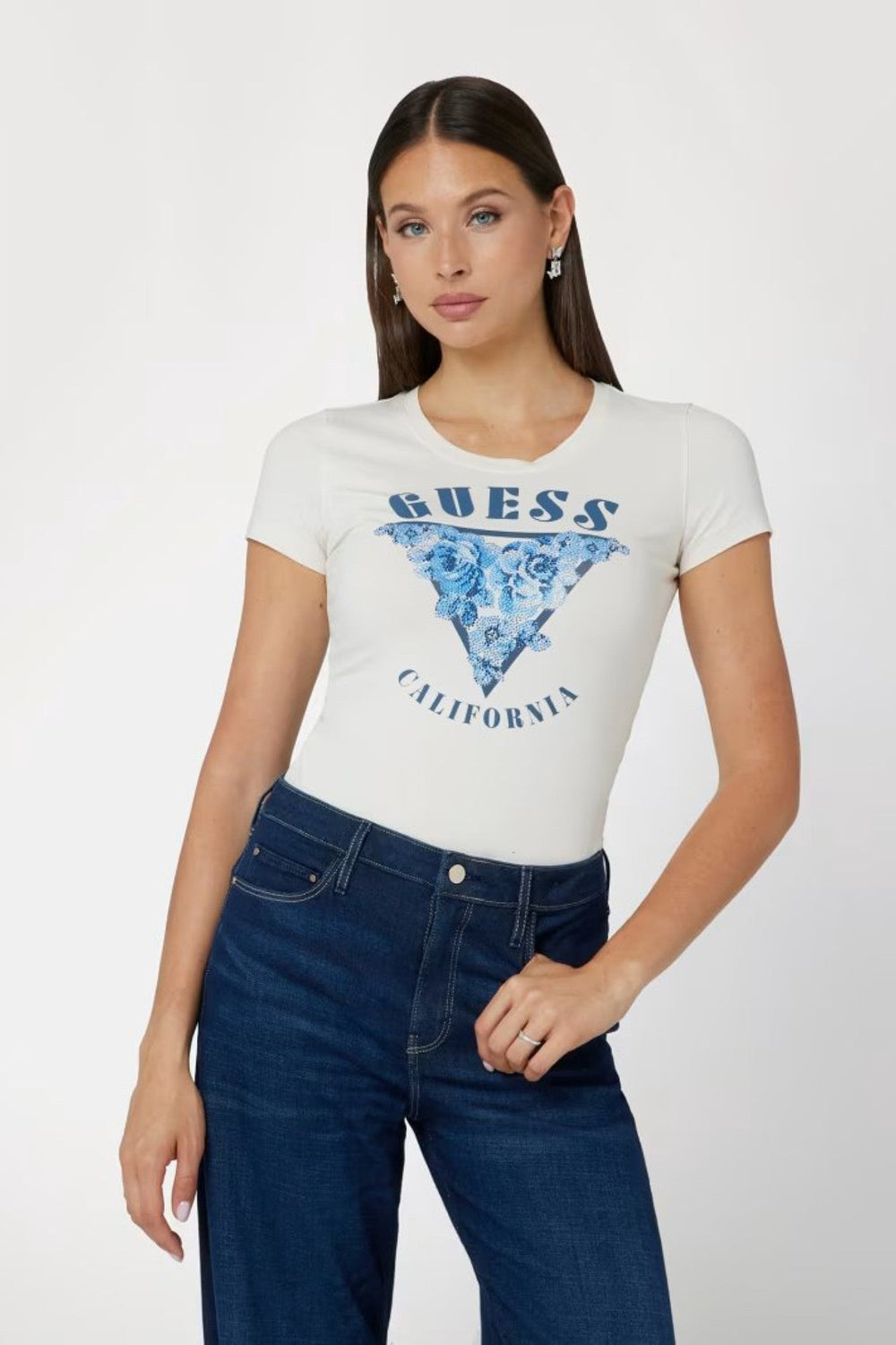 Tricou GUESS de Dama cu Print IMBRACAMINTE GUESS Alb XS 762540835537