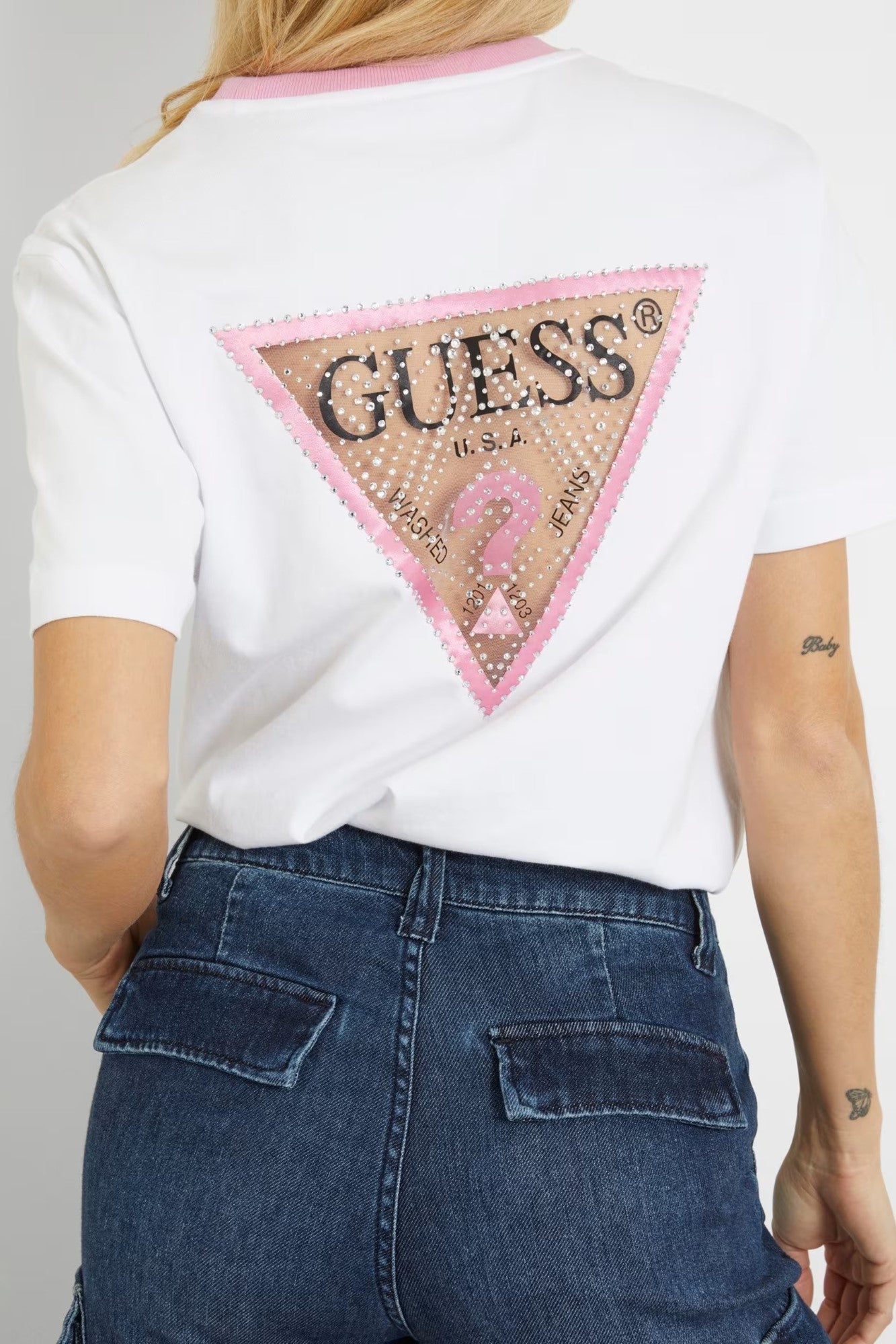 Tricou GUESS de dama IMBRACAMINTE GUESS Alb L 762610124665