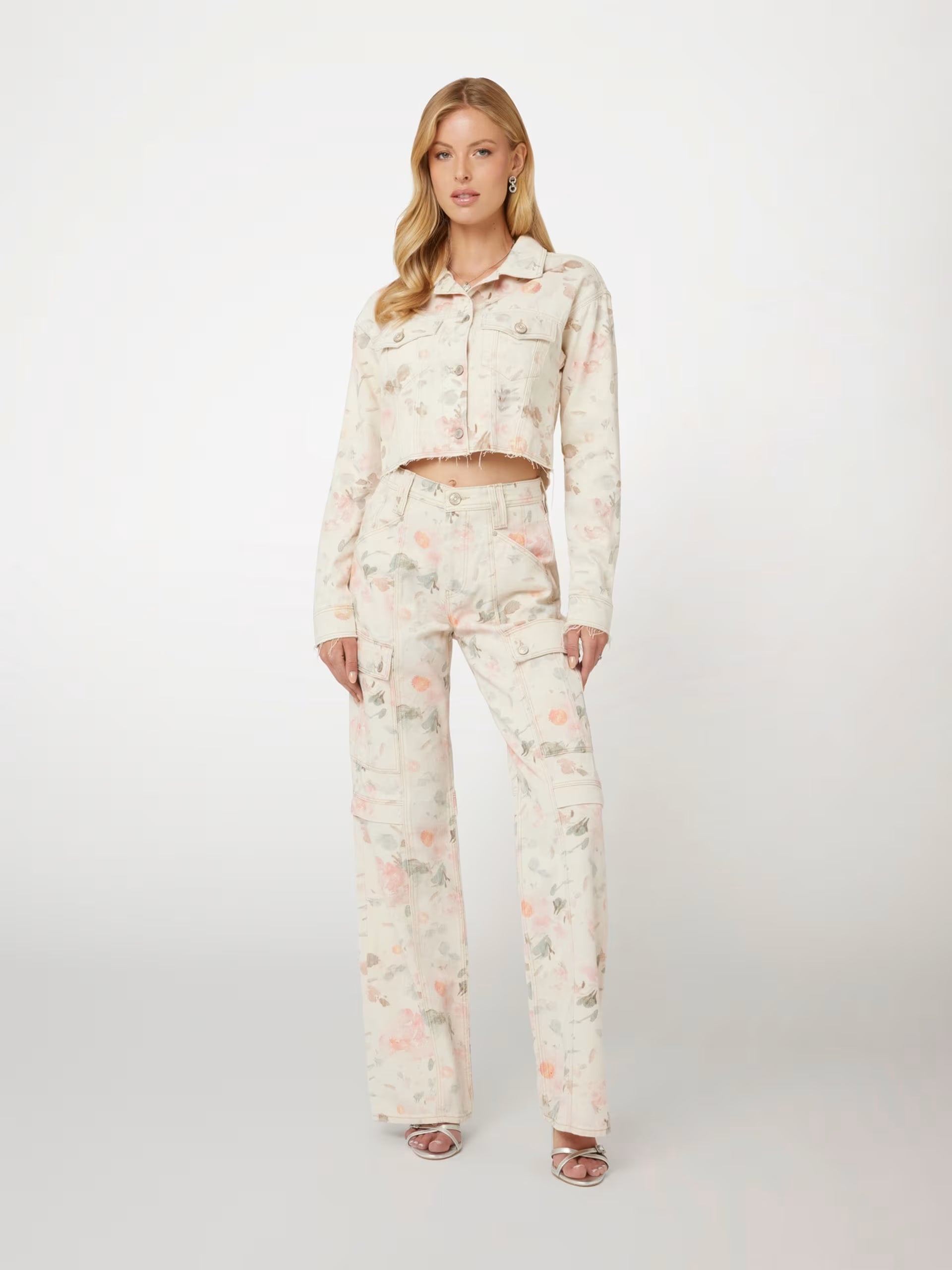 Pantaloni GUESS cu Print Floral