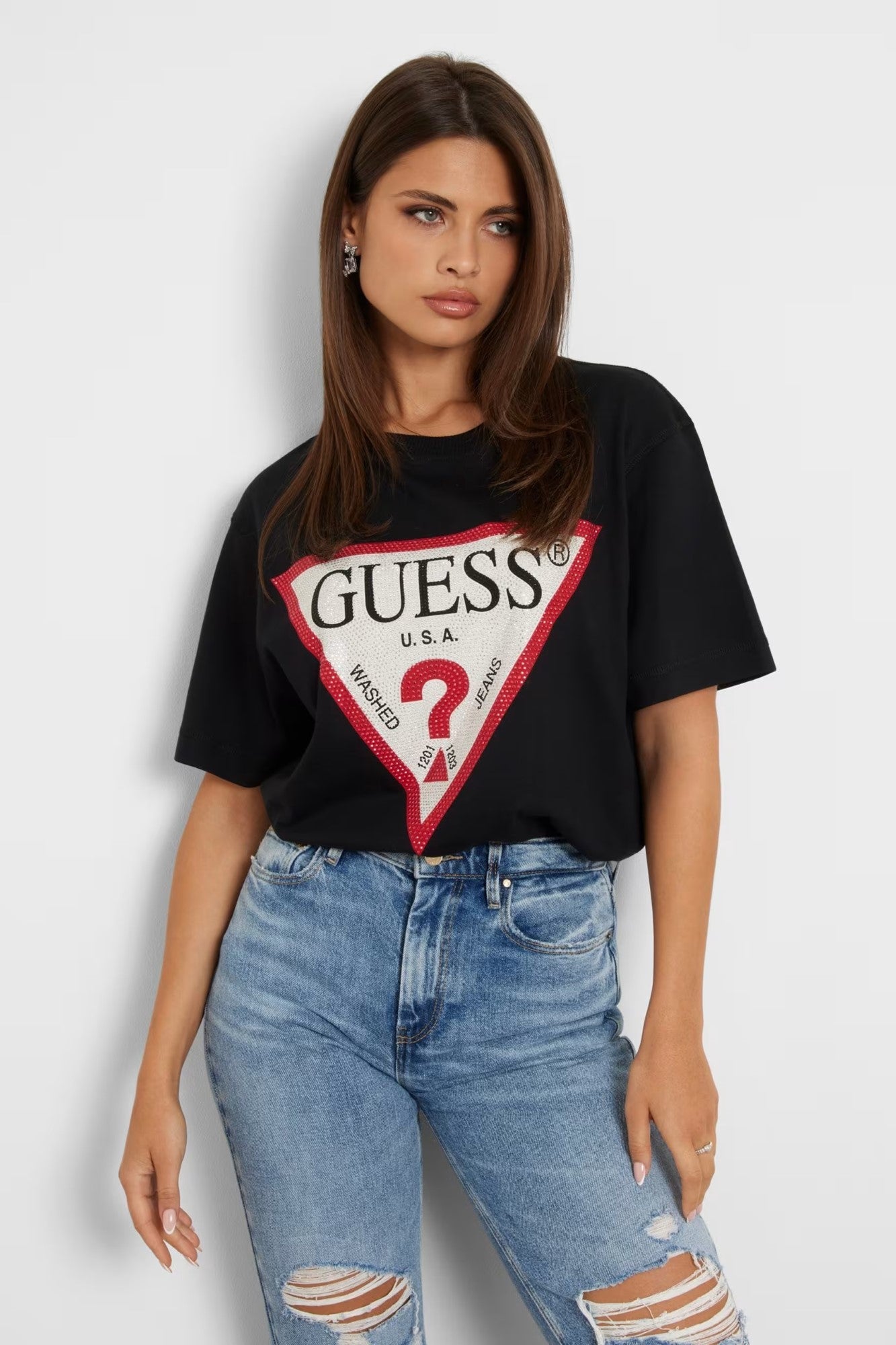 Tricou GUESS negru IMBRACAMINTE GUESS Negru XS 761839153418