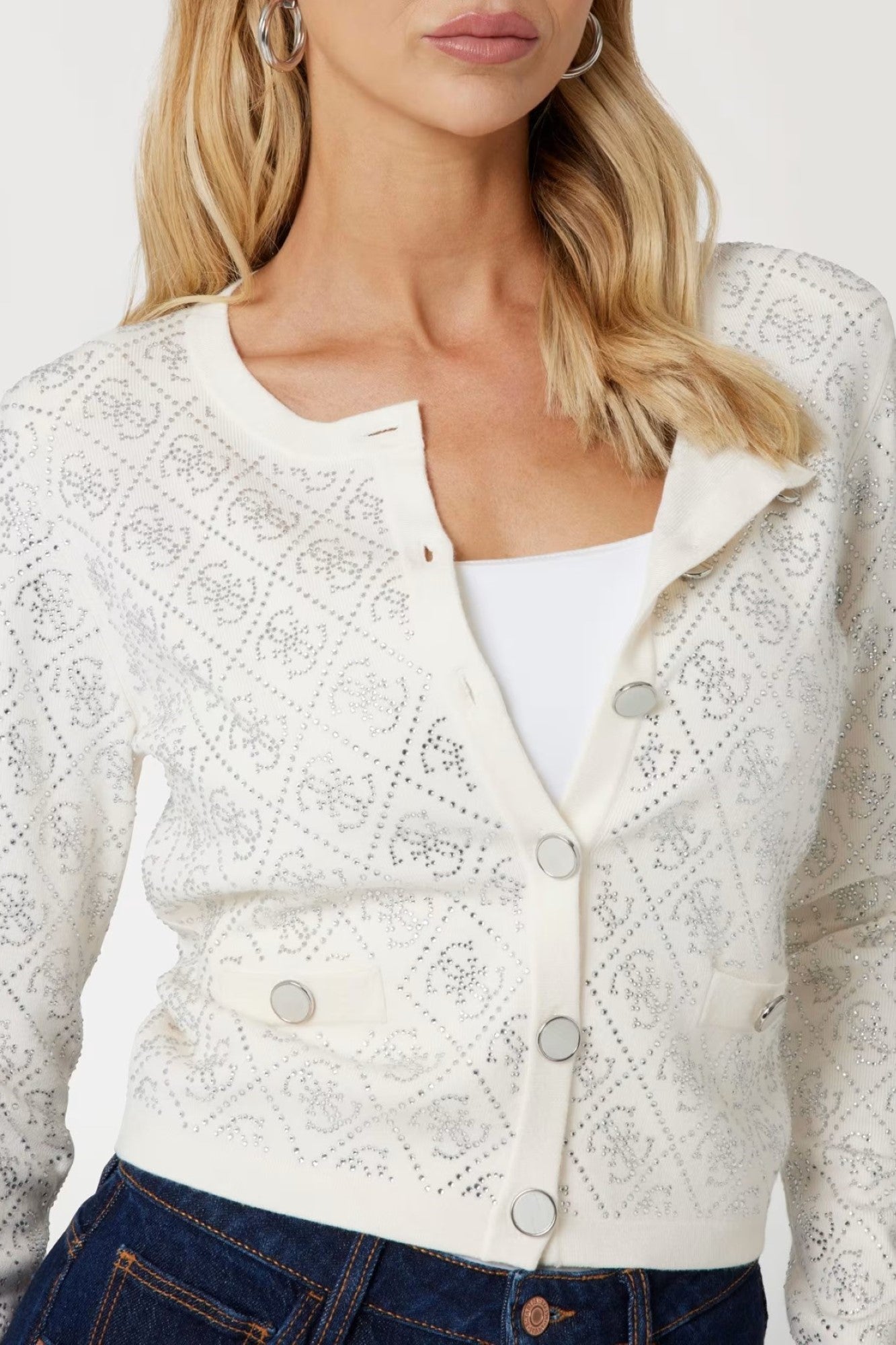 Cardigan GUESS de dama cu Nasturi IMBRACAMINTE GUESS   