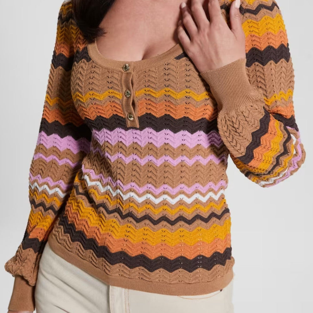 
                      
                        Pulover GUESS multicolor cu model zigzag si nasturi IMBRACAMINTE GUESS   
                      
                    