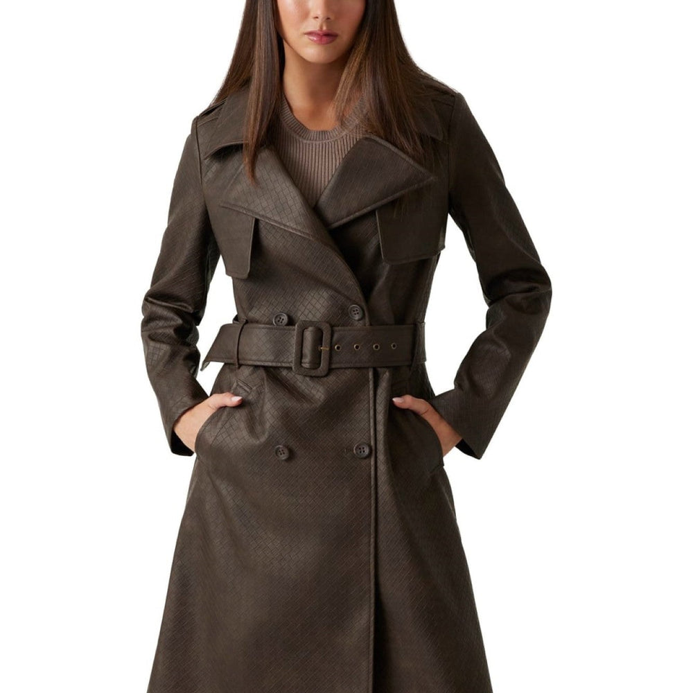 Trench din Piele Artificiala GUESS de Dama IMBRACAMINTE GUESS Maro XS 762890700786