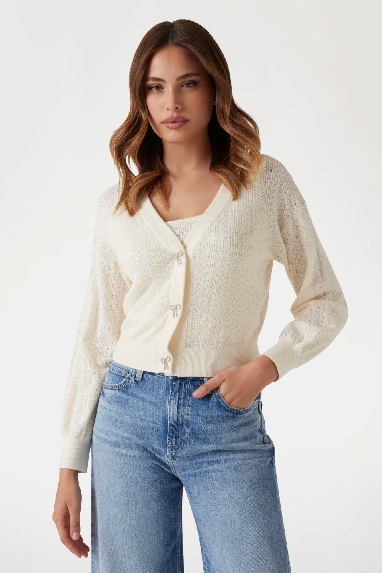 Cardigan GUESS de Dama IMBRACAMINTE GUESS Alb XS 762890700438
