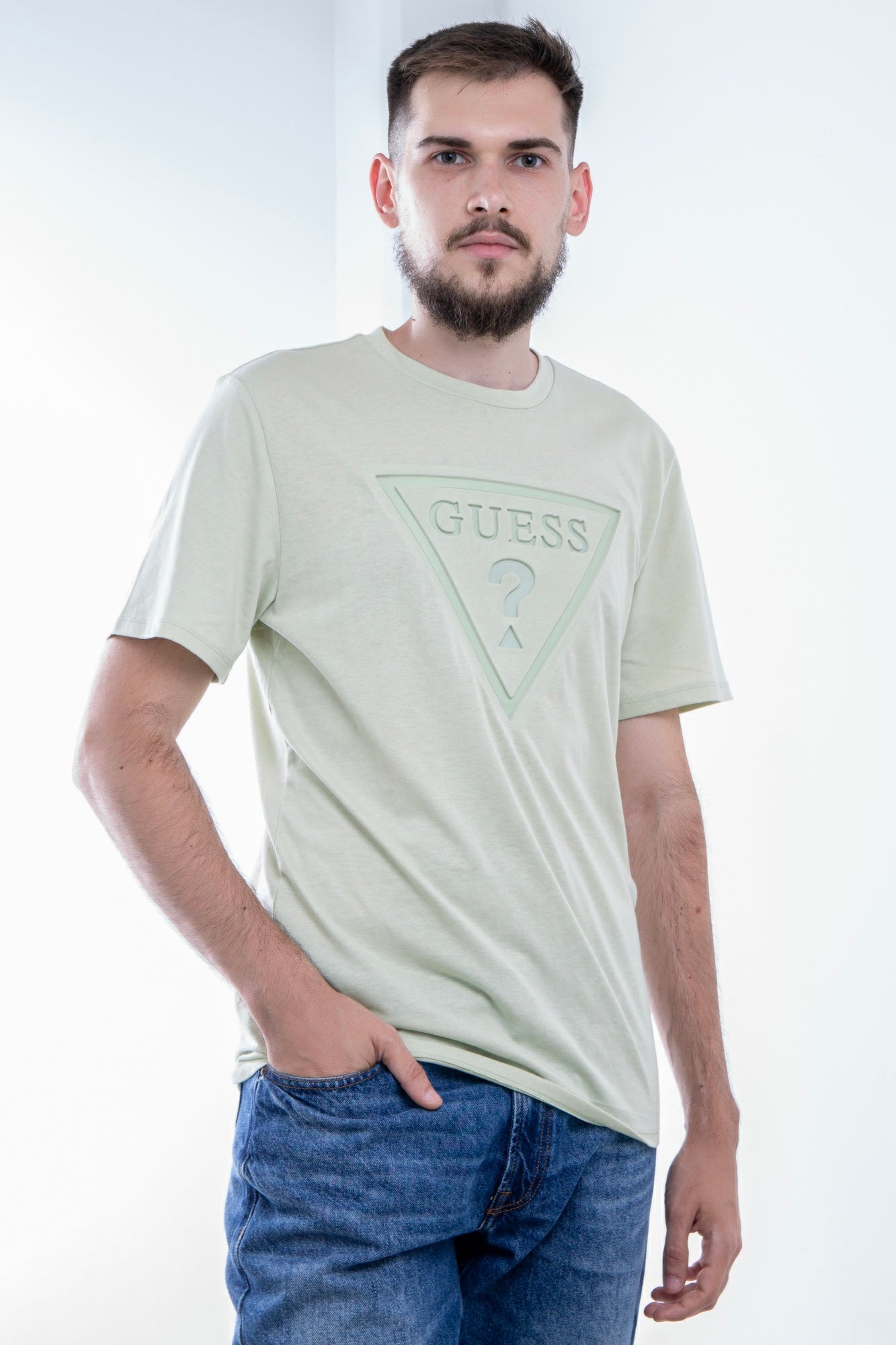 Tricou GUESS cu logo frontal IMBRACAMINTE GUESS Verde XS 761839173104