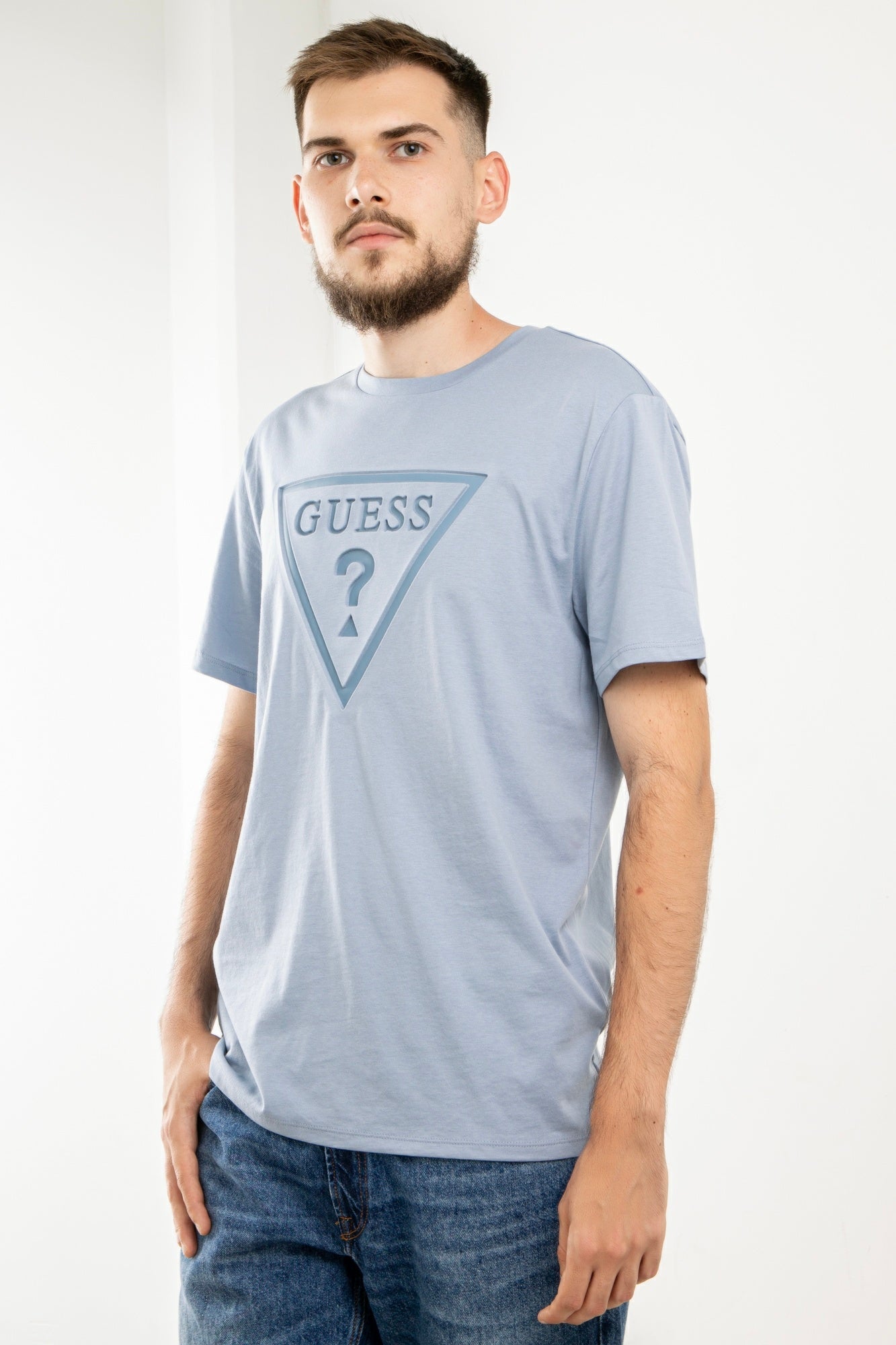 Tricou GUESS cu logo frontal IMBRACAMINTE GUESS Albastru L 761839173114