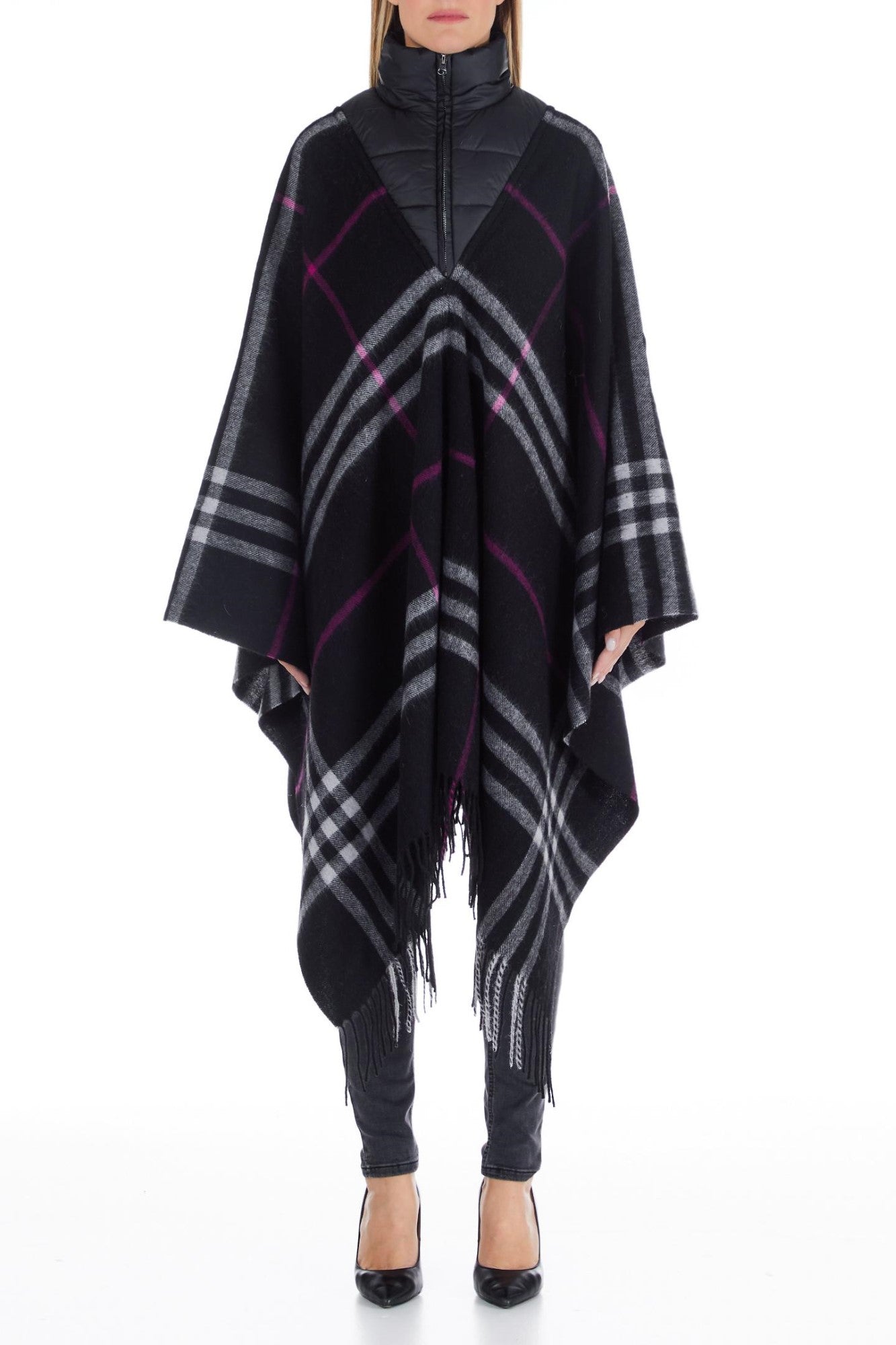 Poncho Dama LIU JO lejer cu franjuri ESARFE SI FULARE LIU JO Negru ONE 8055130696960