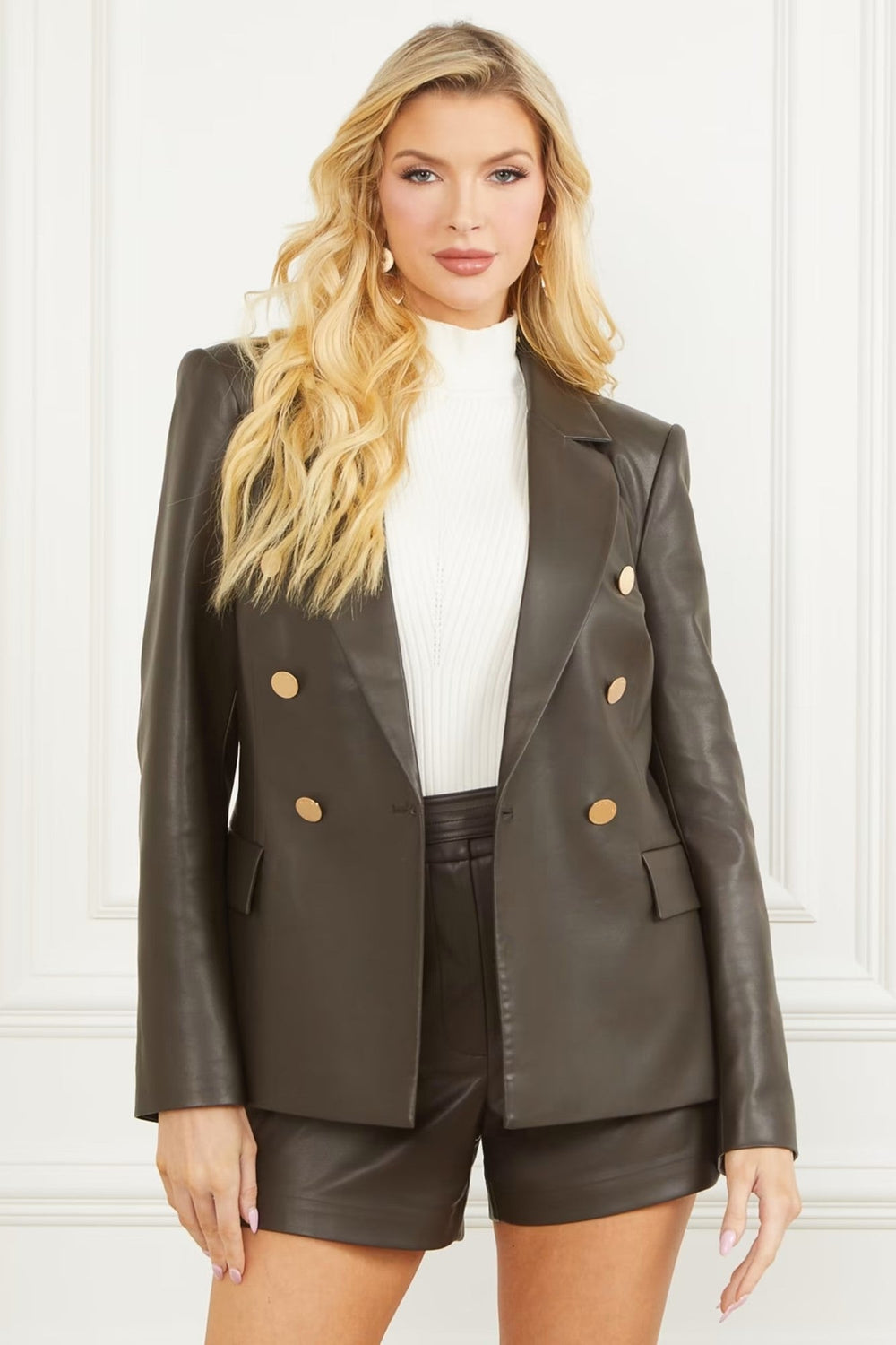 Sacou DAMA MARCIANO by GUESS din imitatie de piele IMBRACAMINTE MARCIANO Kaki 38 7622336611366