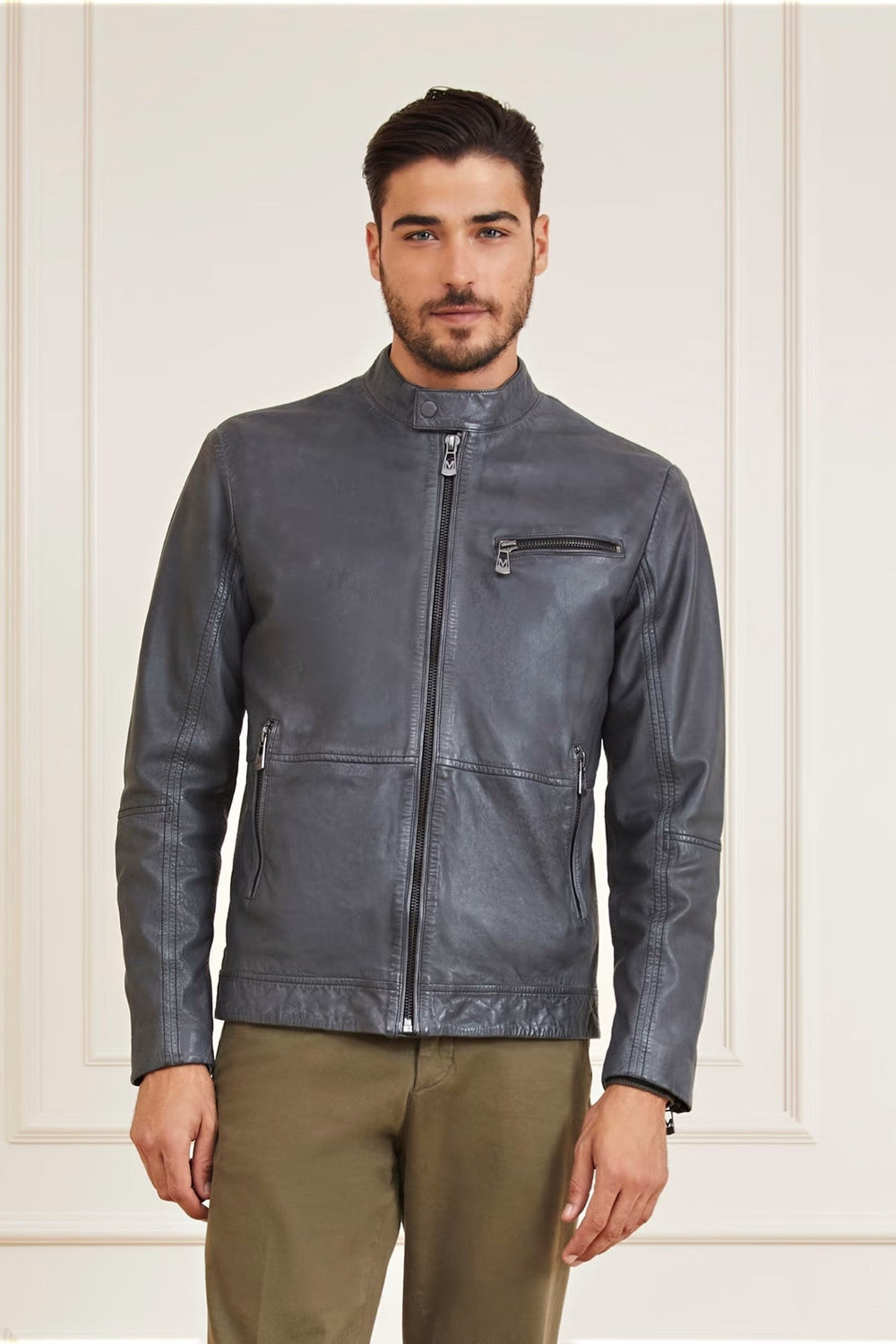 Geaca Barbati MARCIANO by GUESS Din Piele Naturala Slim Fit IMBRACAMINTE MARCIANO Negru S 7622336498158