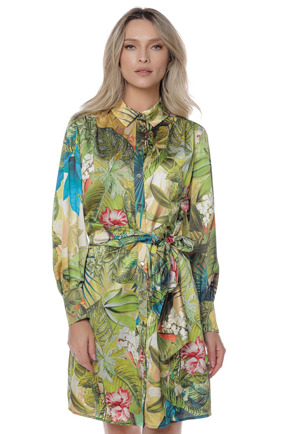 Rochie stil camasa cu print floral si cordon in talie UB103GGK867099Z ROCHII MARCIANO Print 38 7621701926814