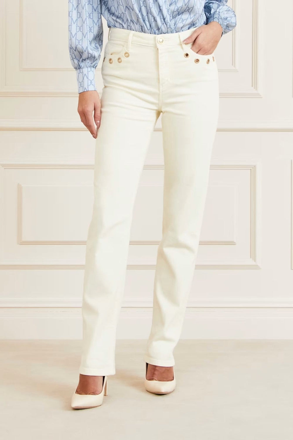Pantaloni De Dama MARCIANO By GUESS Denim Drepti IMBRACAMINTE MARCIANO Alb 24 762492668691