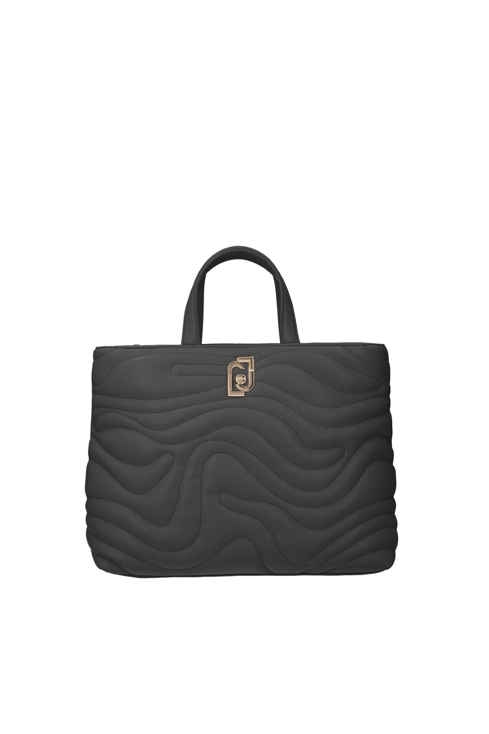 Geanta LIU JO de mana accesorizata cu logo LIU JO auriu GENTI LIU JO Negru ONE 805494449799