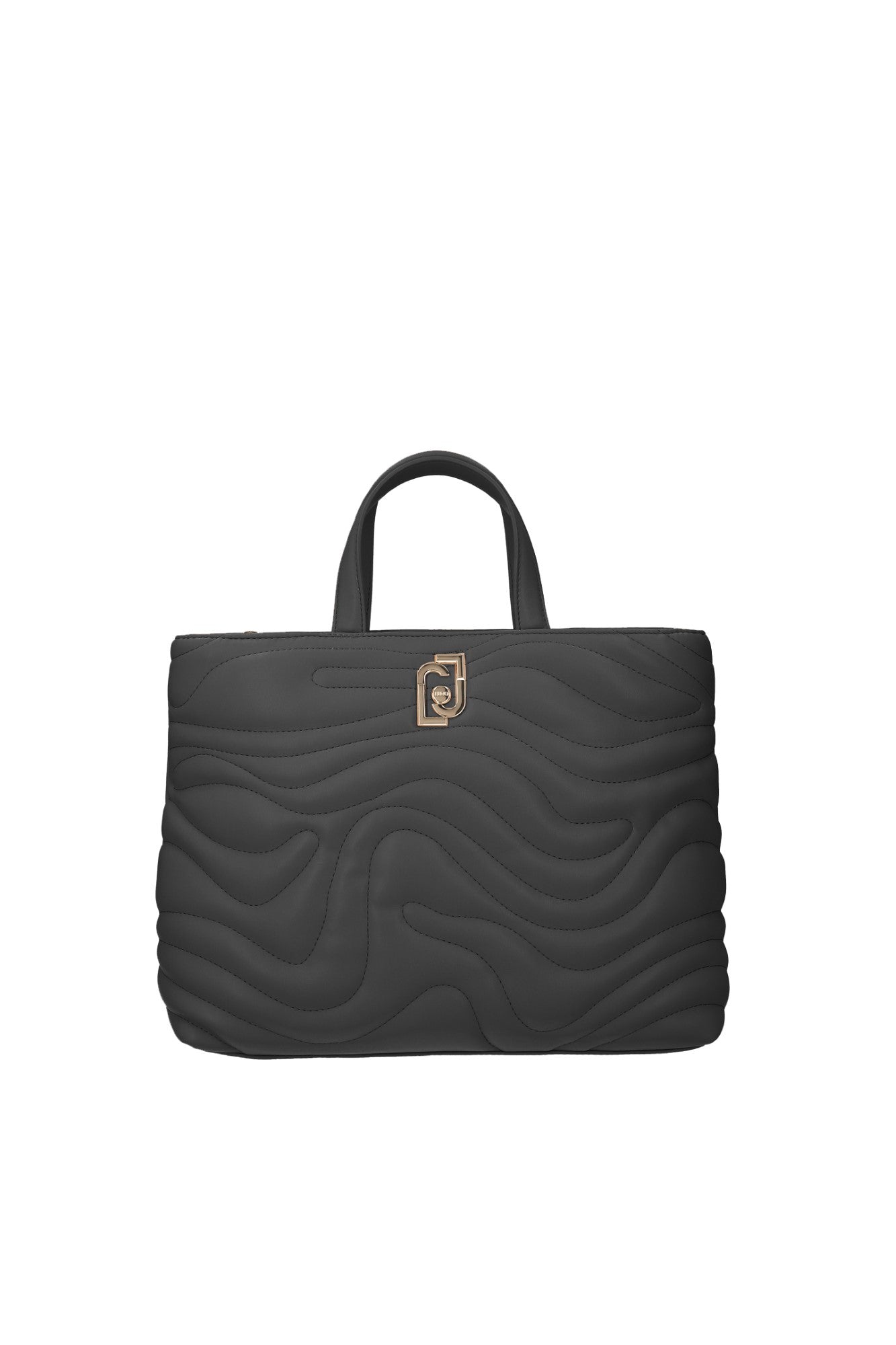 Geanta LIU JO de mana accesorizata cu logo LIU JO auriu GENTI LIU JO Negru ONE 805494449799