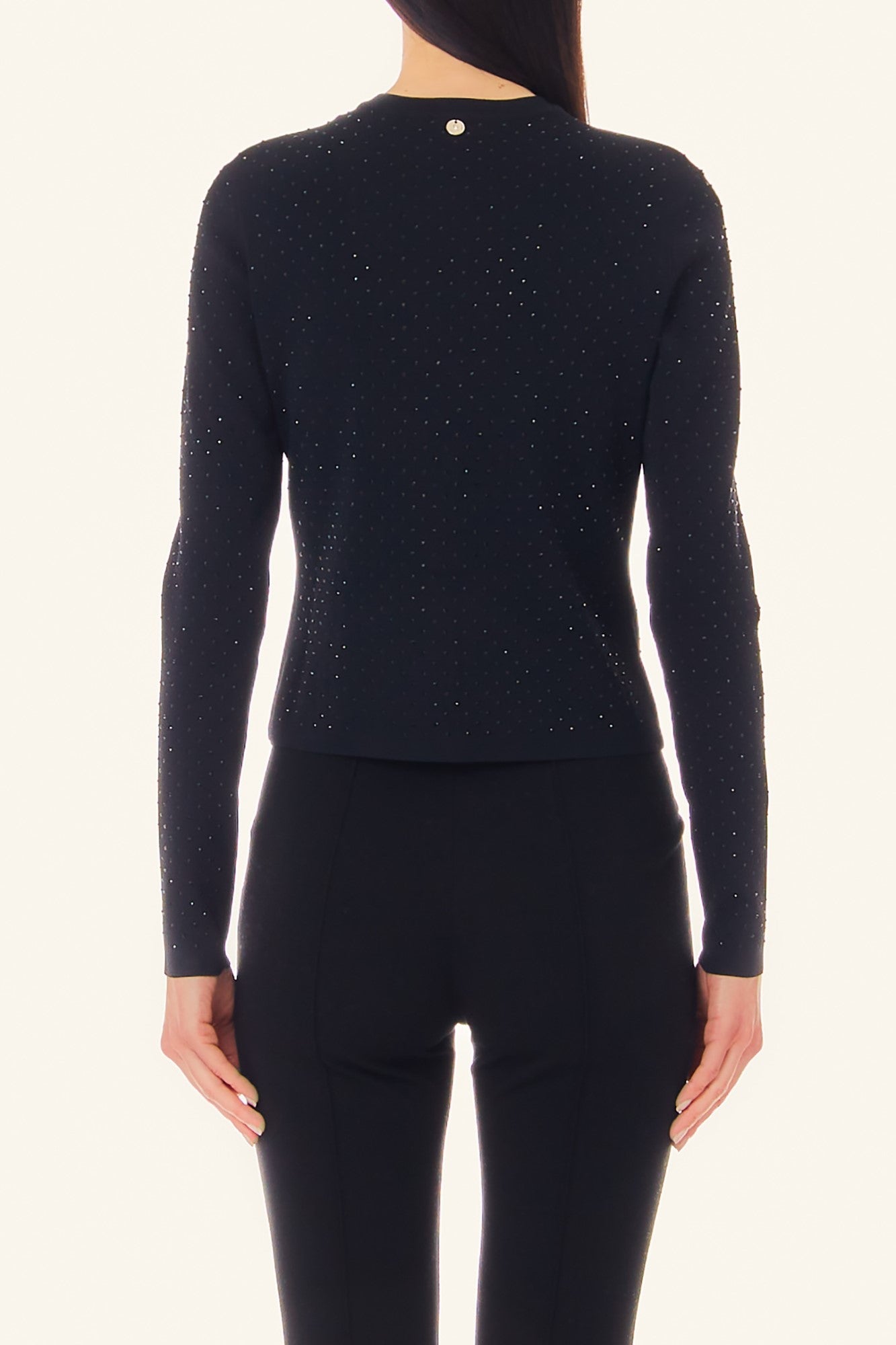 Pulover LIU JO Dama Cu Aplicatii Pietre Stil Cristal Slim Fit IMBRACAMINTE LIU JO   