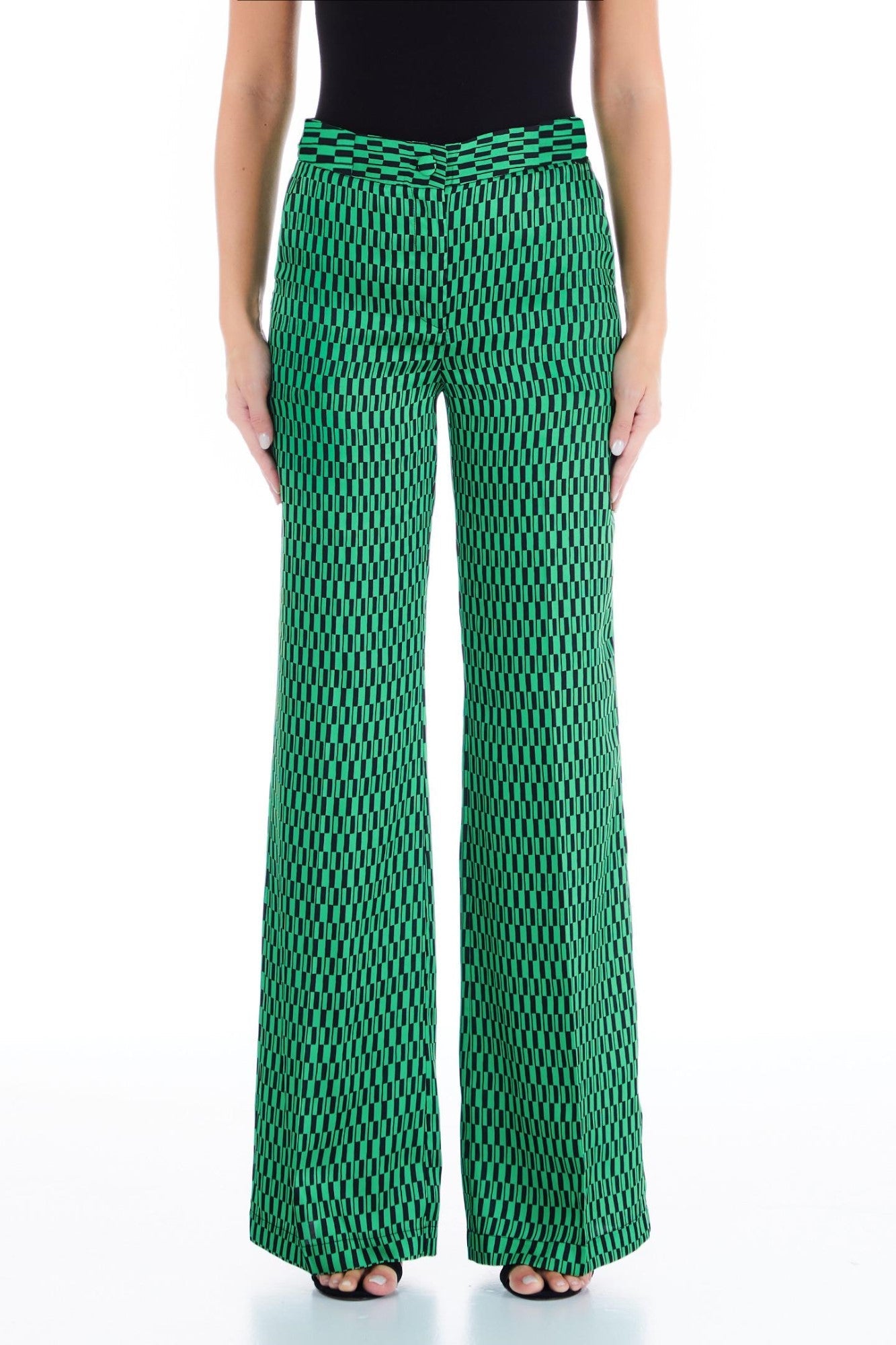 Pantaloni Dama LIU JO evazati in carouri PANTALONI LIU JO Verde 38 8055130829771