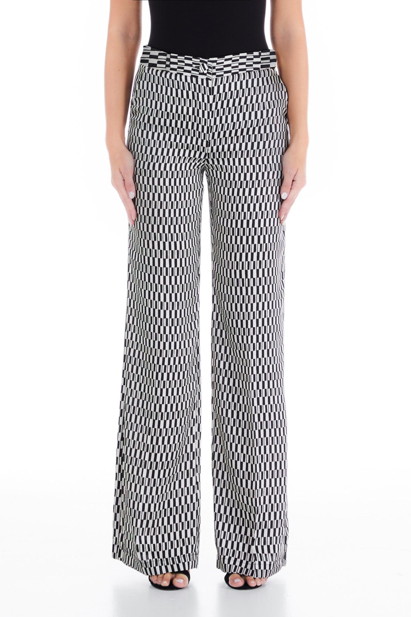 Pantaloni Dama LIU JO evazati in carouri PANTALONI LIU JO Gri 38 8055130829832