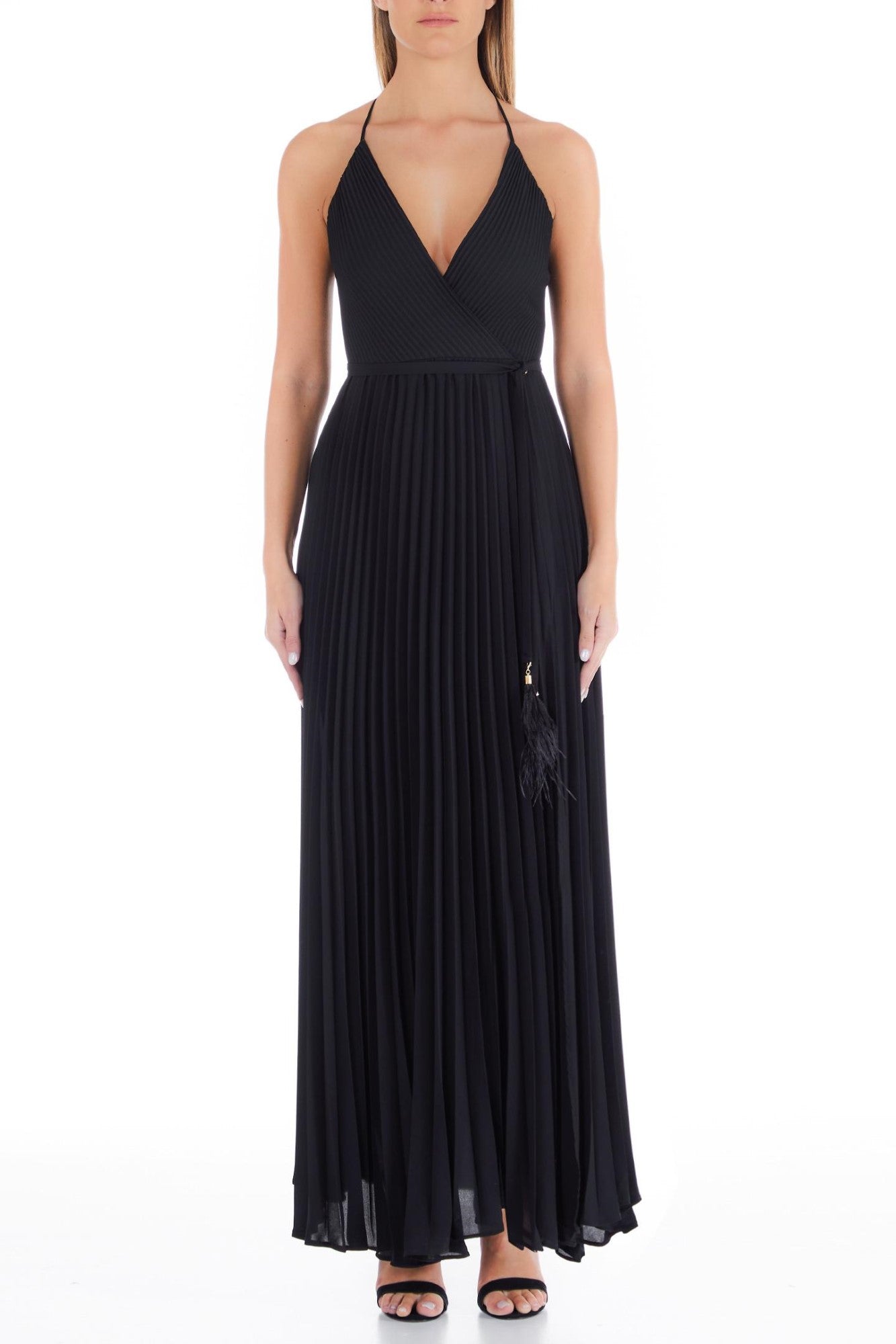 Rochie Dama LIU JO plisata cu slit de picior ROCHII LIU JO Negru 38 8055130856623
