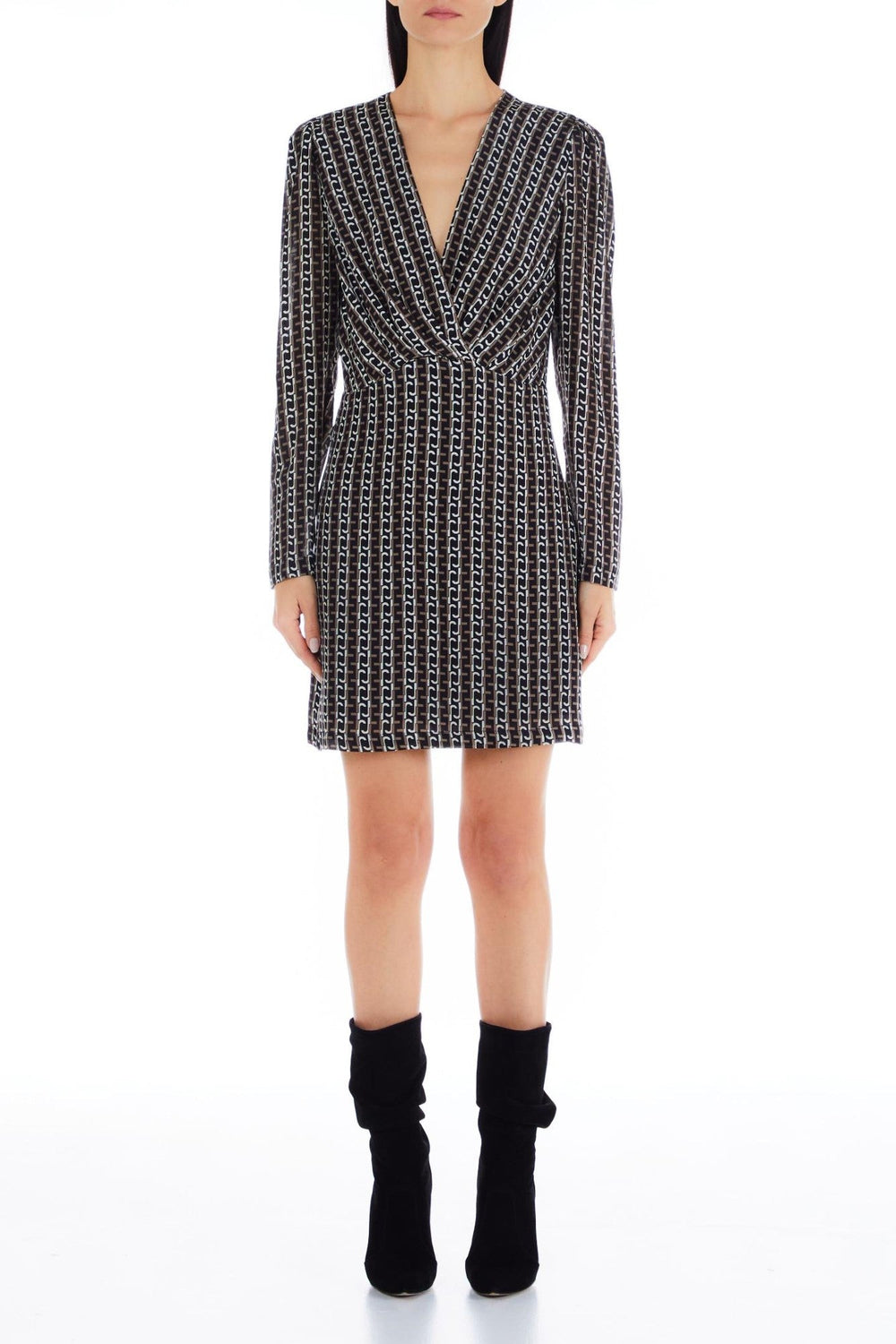 Rochie Dama LIU JO cu maneci lungi si decolteu in V IMBRACAMINTE LIU JO Gri 38 8055130769541