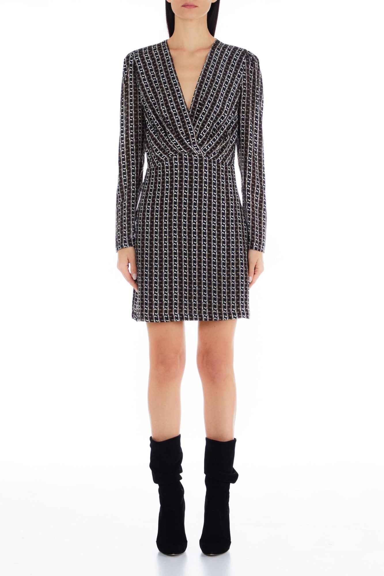 Rochie Dama LIU JO cu maneci lungi si decolteu in V IMBRACAMINTE LIU JO Gri 38 8055130769541