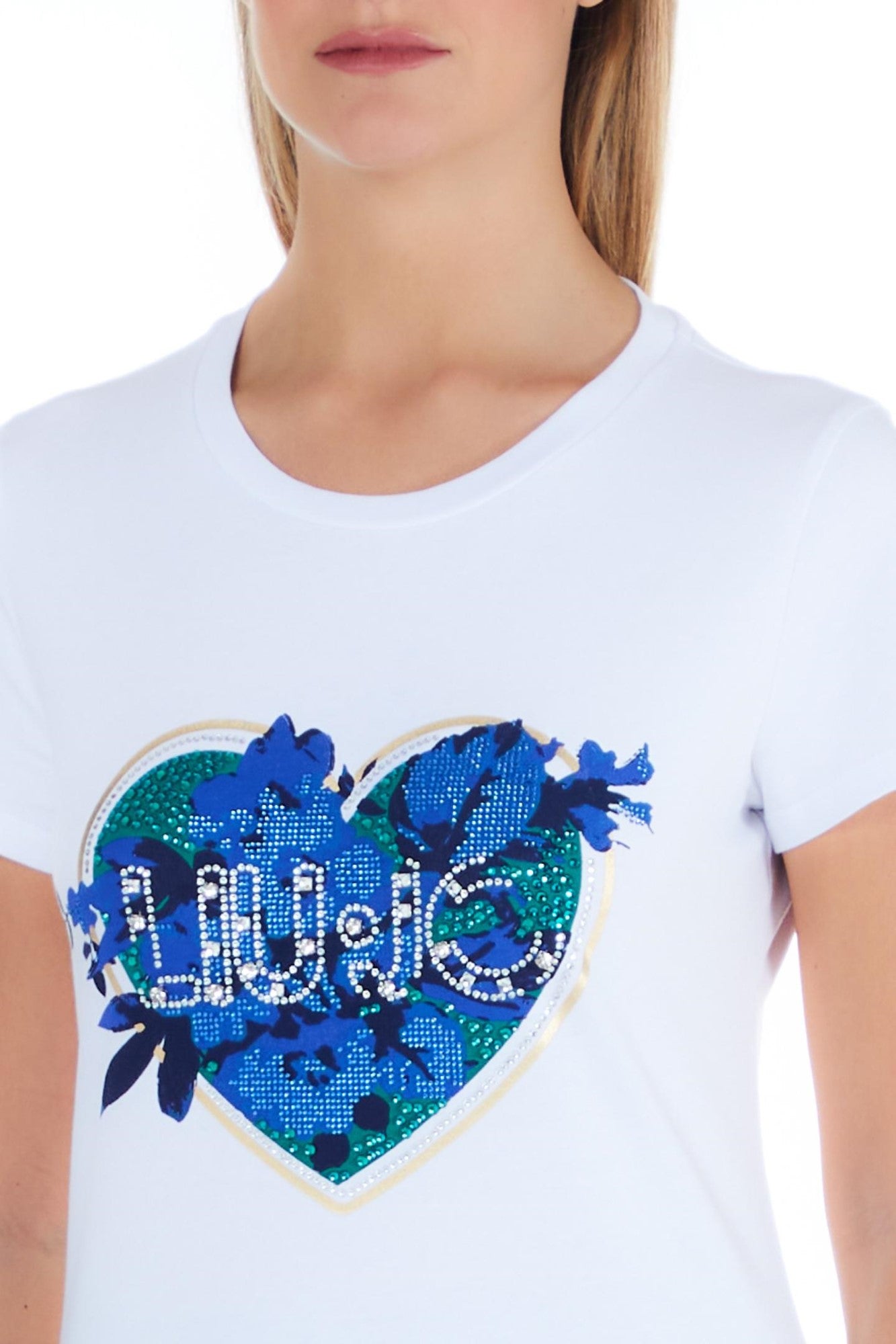 Tricou Dama LIU JO cu imprimeu inimioara din strasuri viu colorate TRICOURI LIU JO   