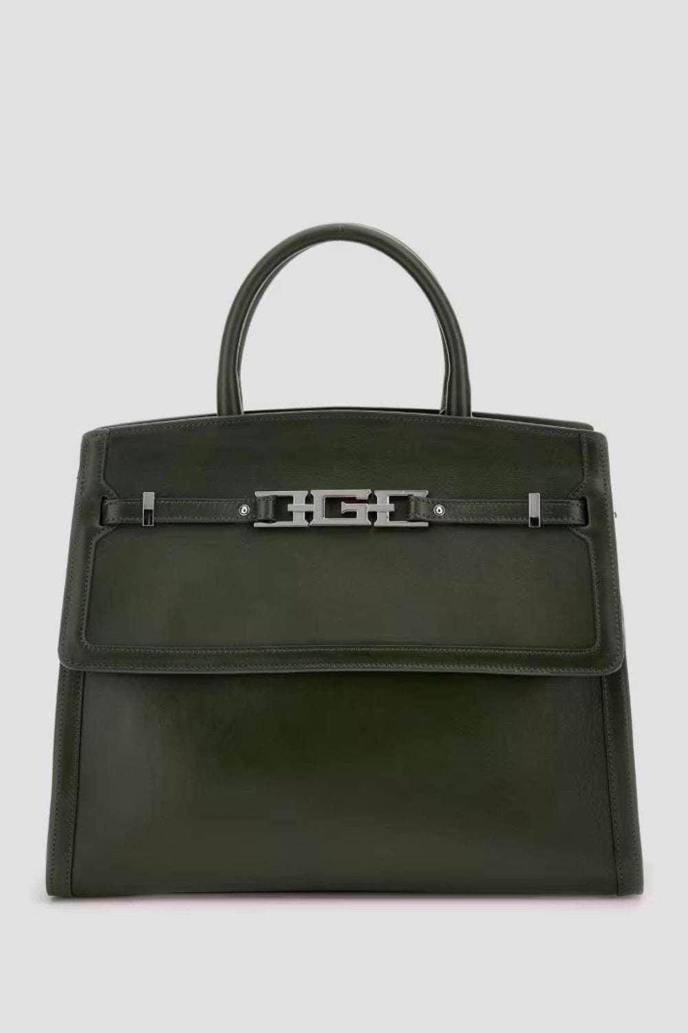 Geanta GUESS Din Piele Naturala Cu Logo Metalic GENTI GUESS Verde ONE 7622336982046