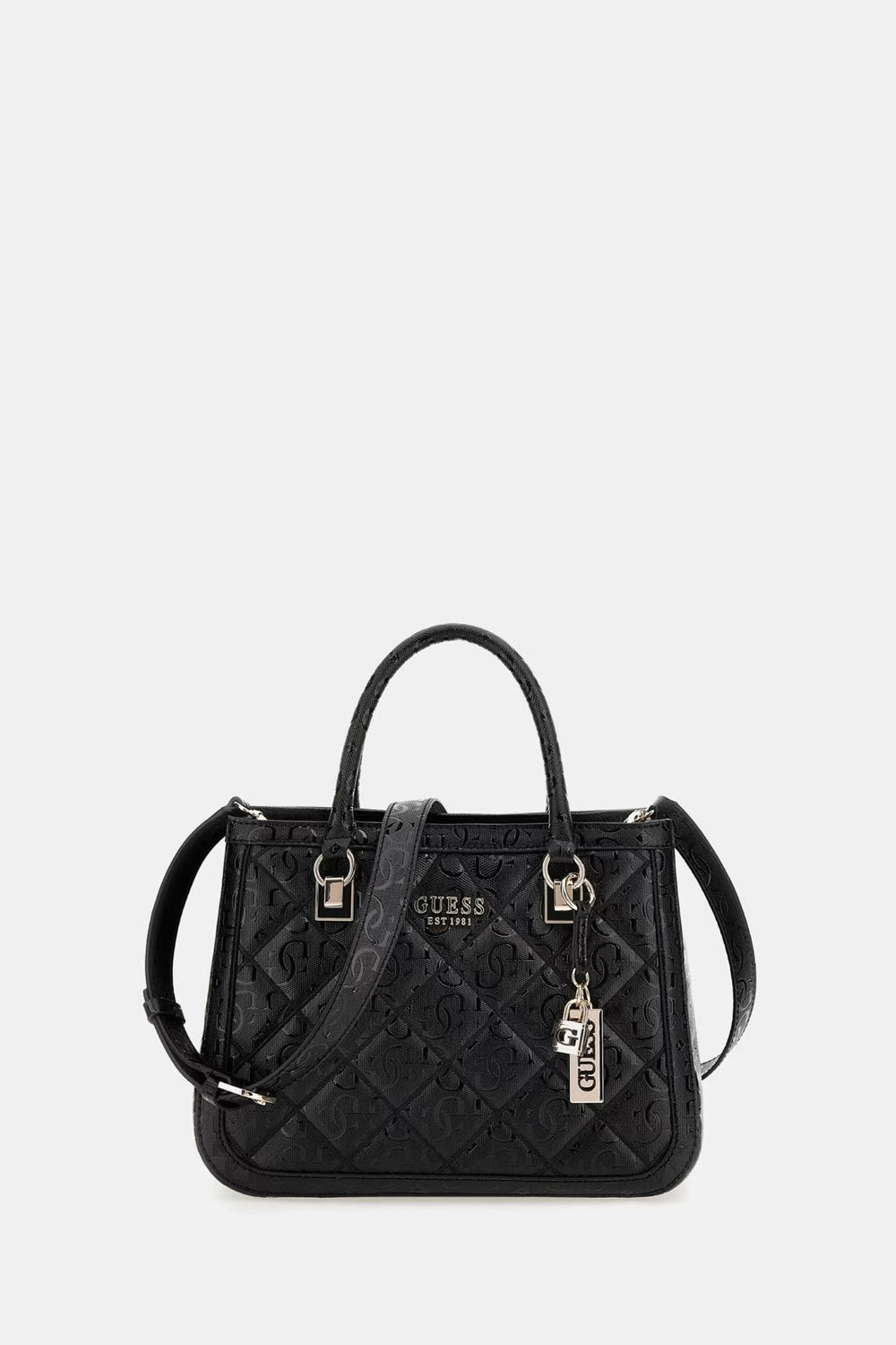Geanta Dama GUESS de mana cu accesorii aurii DE MANA GUESS Negru ONE 190231728030