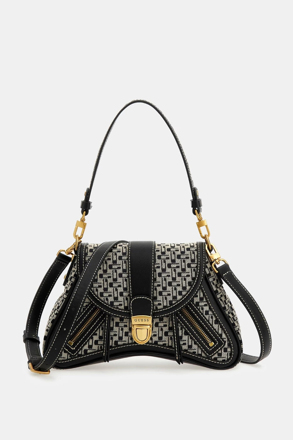 Geanta Dama GUESS cu logo print DE UMAR GUESS Negru ONE 190231728450
