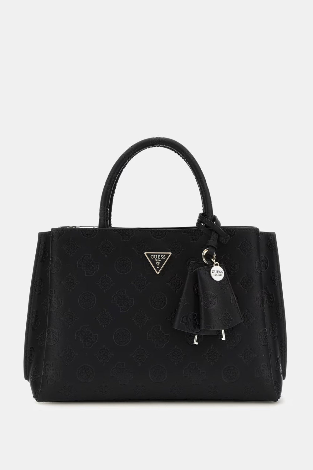 Geanta GUESS Dama De Mana Cu Logo Imprimat Si Breloc Accesorizat GENTI GUESS Negru ONE 190231816966