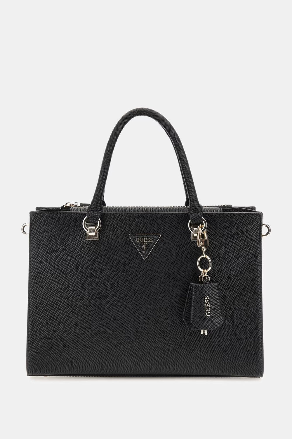 Geanta Dama GUESS De Mana Cu Accesoriu Metalic GENTI GUESS Negru ONE 190231757191
