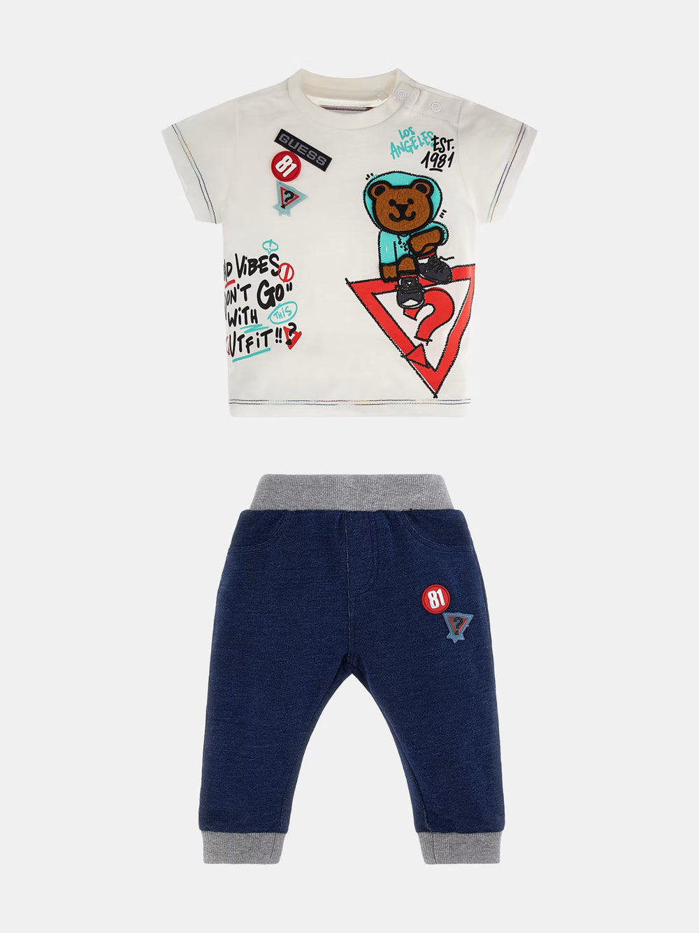 Set GUESS KIDS tricou si pantaloni IMBRACAMINTE GUESS KIDS Alb 0/3M 7622078740850