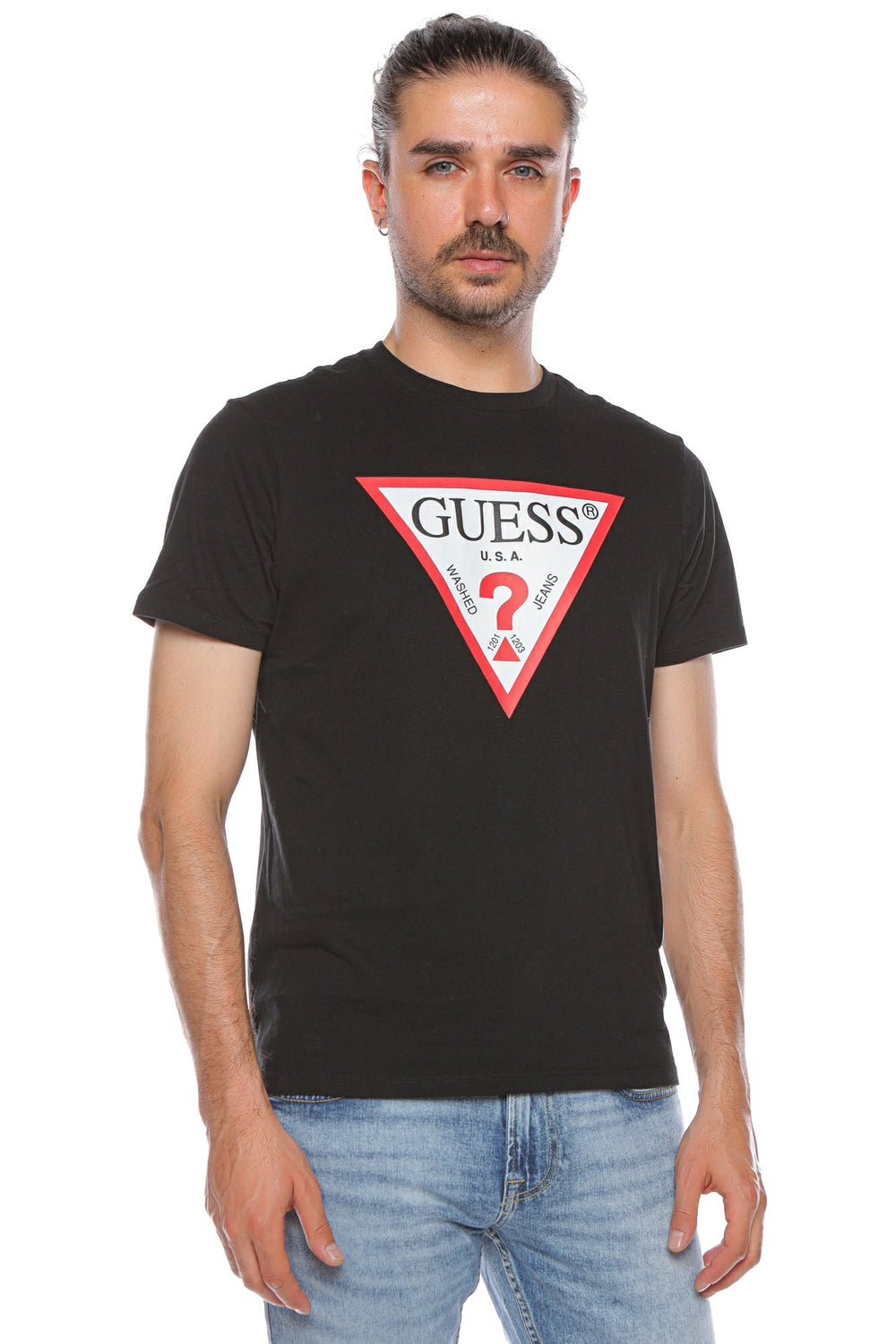 Tricou GUESS lejer cu logo mare TRICOURI GUESS Negru XS 7621826218191
