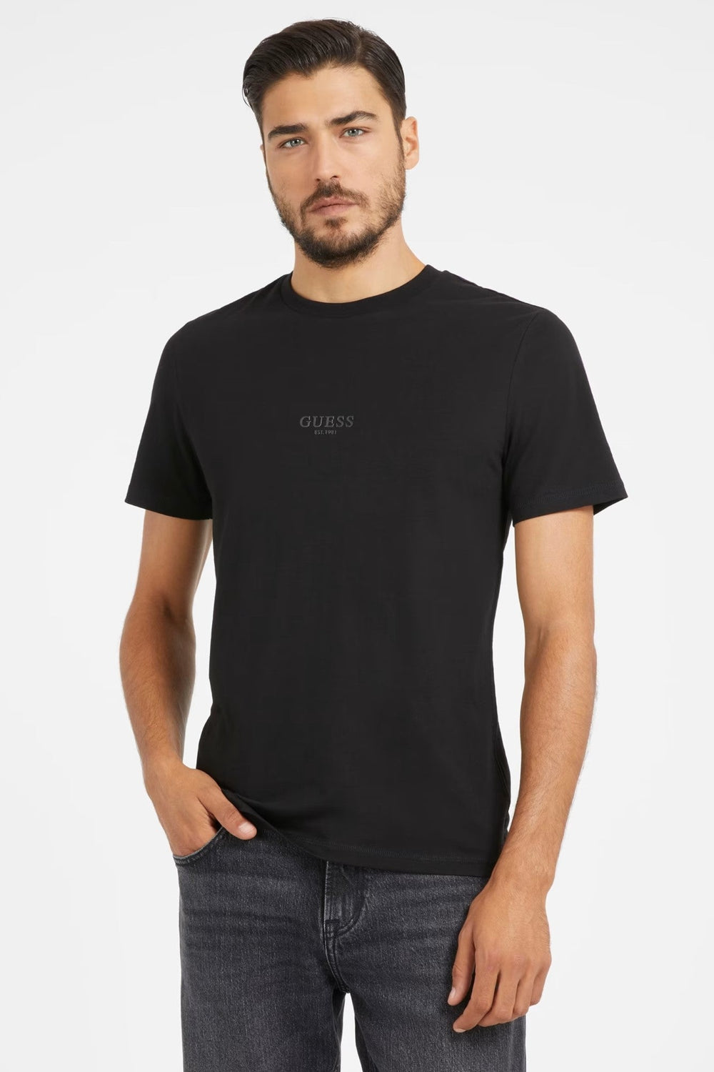 Tricou GUESS cu logo din bumbac IMBRACAMINTE GUESS Negru XS 7622078833446