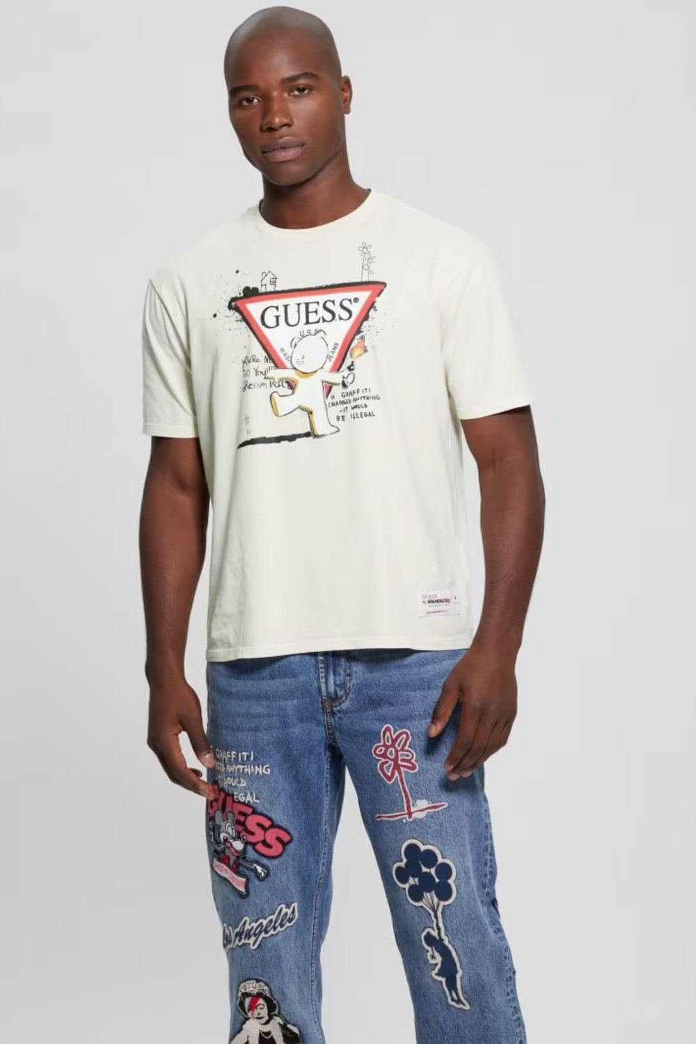 Tricou GUESS cu logo IMBRACAMINTE GUESS Bej XS 7622336825626