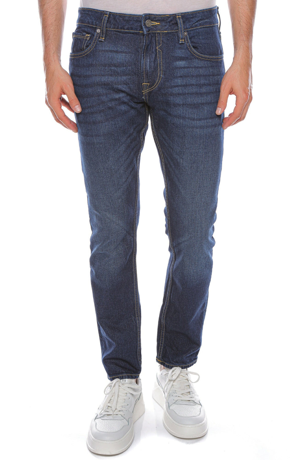 Pantaloni Denim GUESS cu logo si buzunare PANTALONI DENIM GUESS Albastru 29 7621701451484