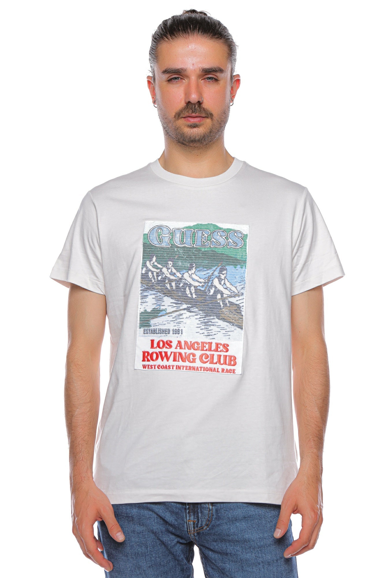 Tricou GUESS cu imprimeu LOS ANGELES ROWING CLUB